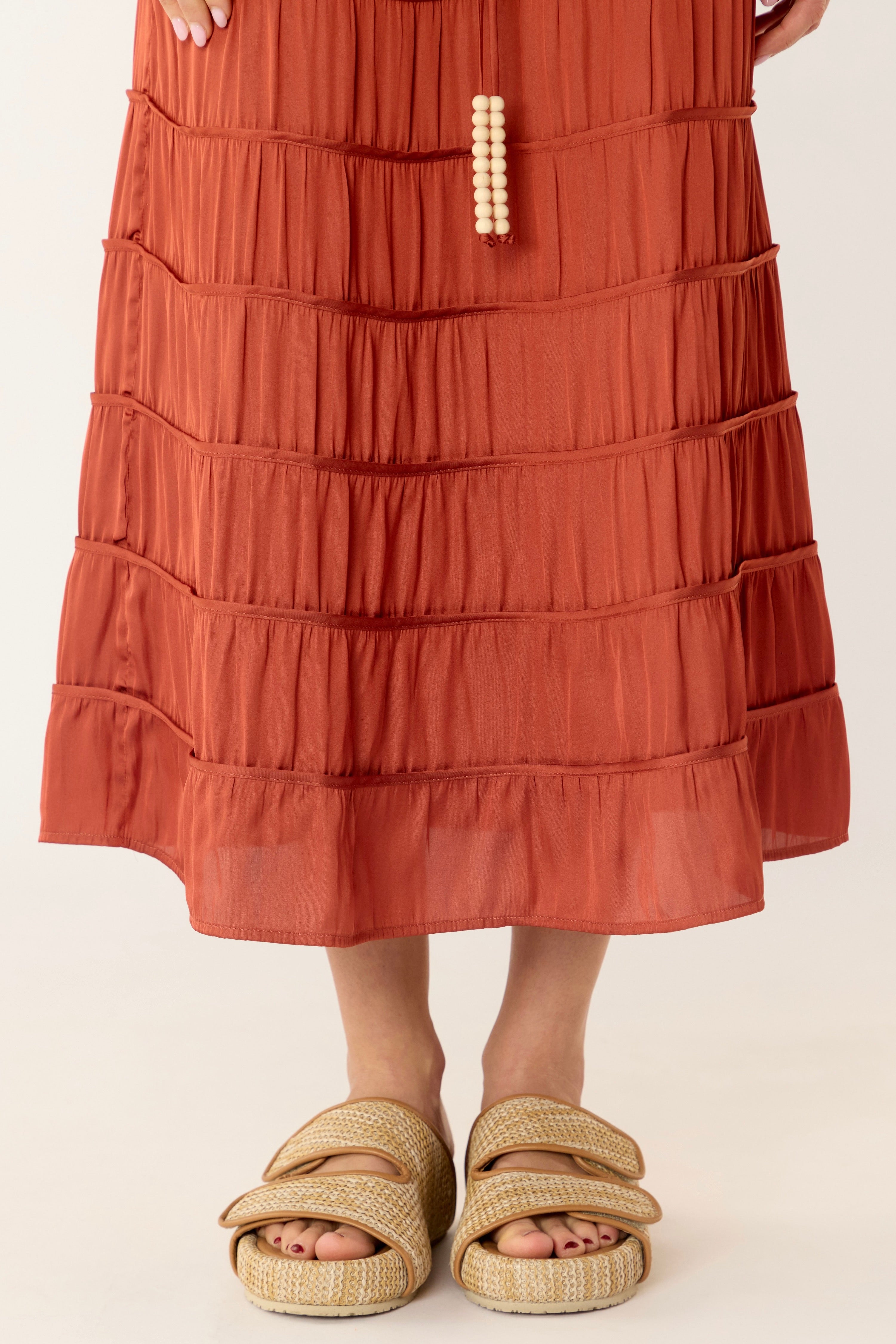 Alina Tiered Satin Skirt