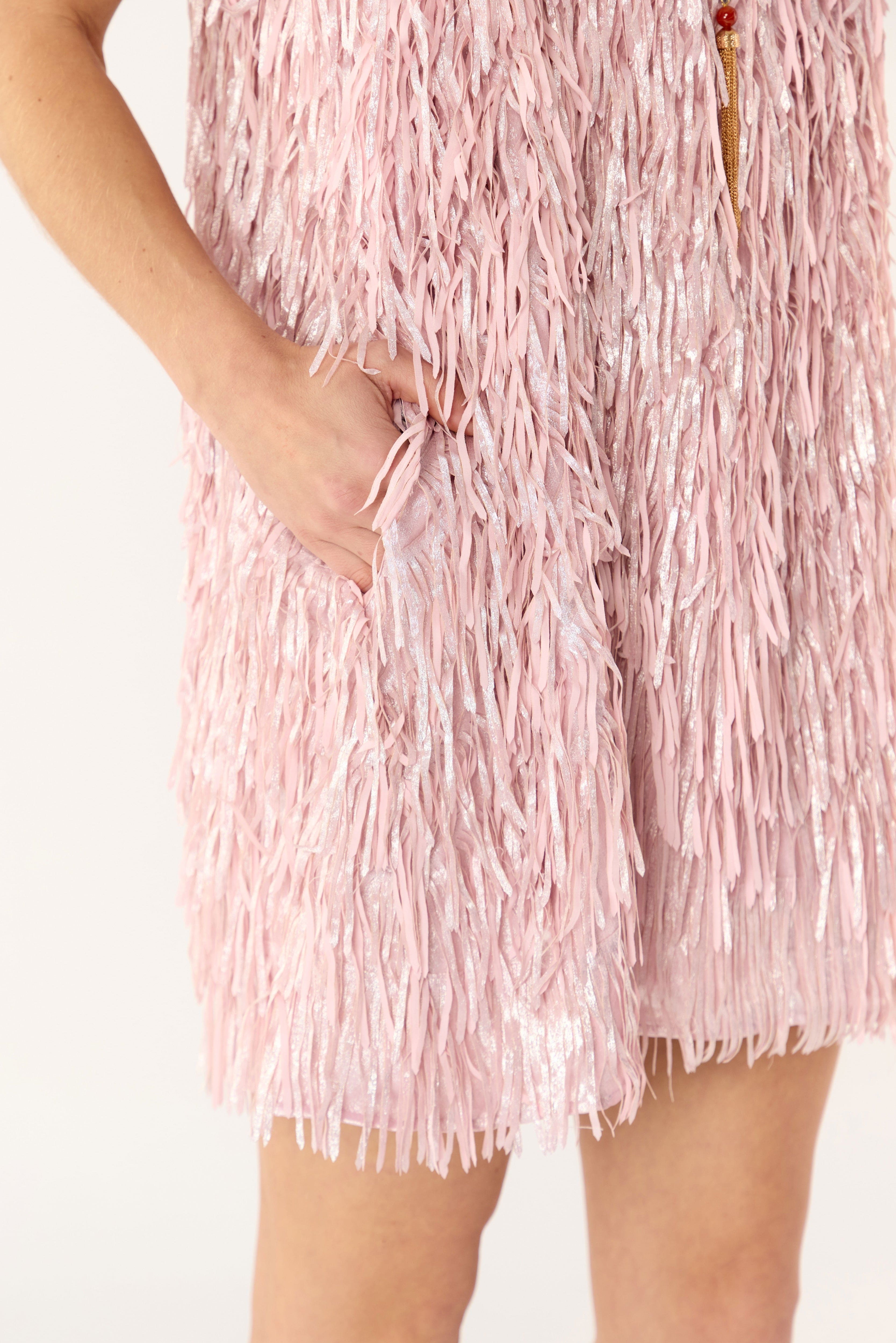Anna Mae Metallic Tassel Short Dress