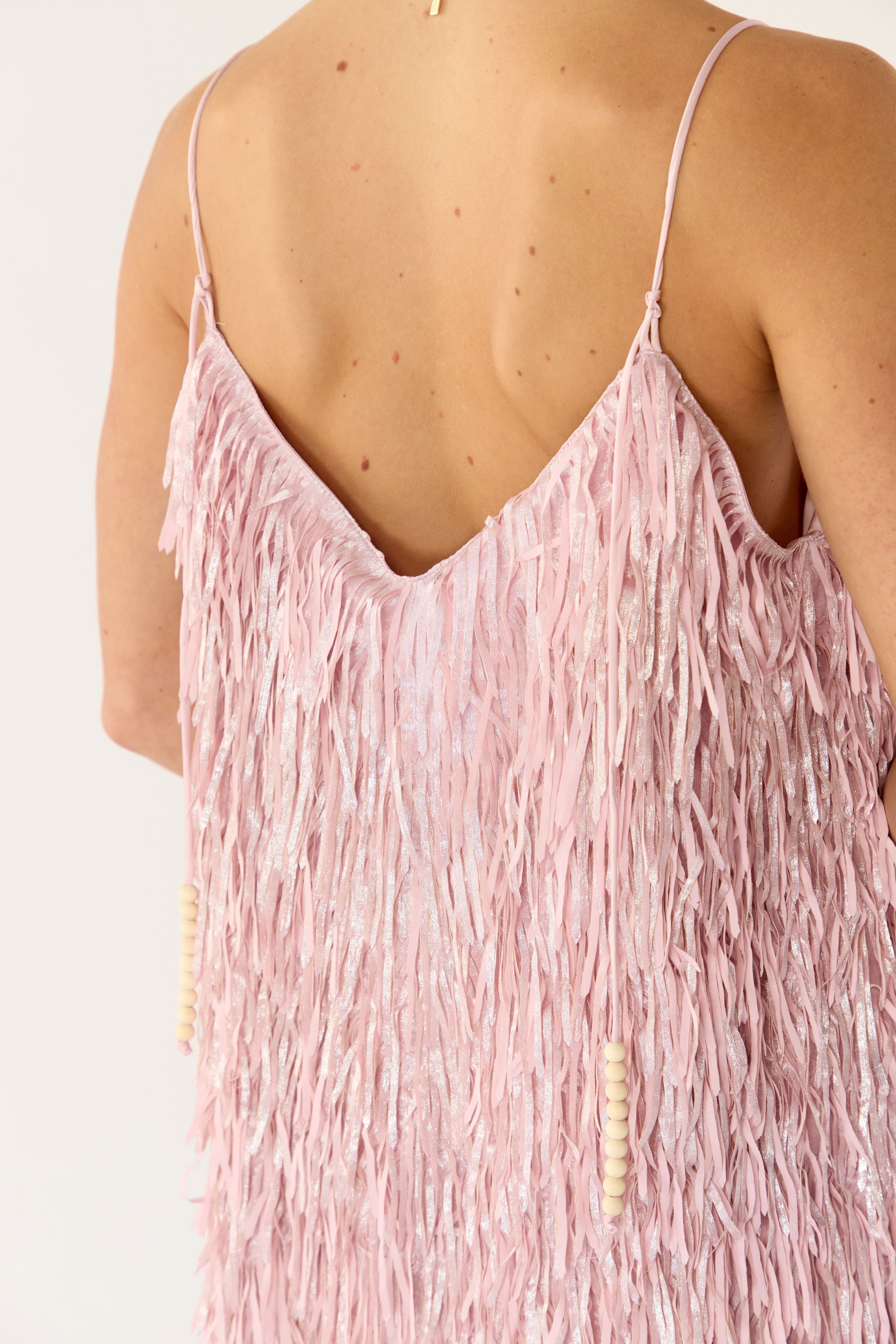 Anna Mae Metallic Tassel Short Dress