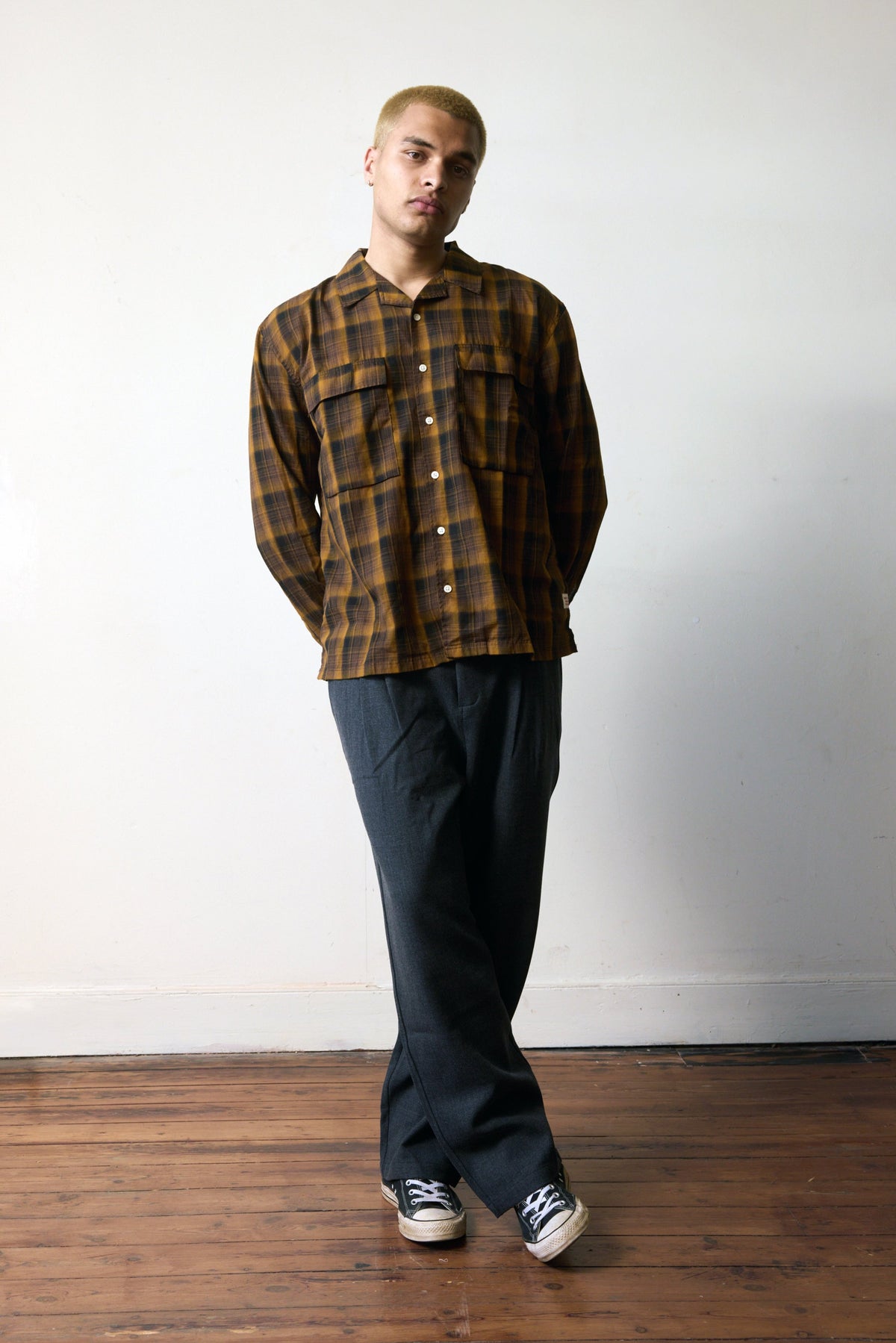 Repare Goods Long Sleeve Camp Collar Shirt