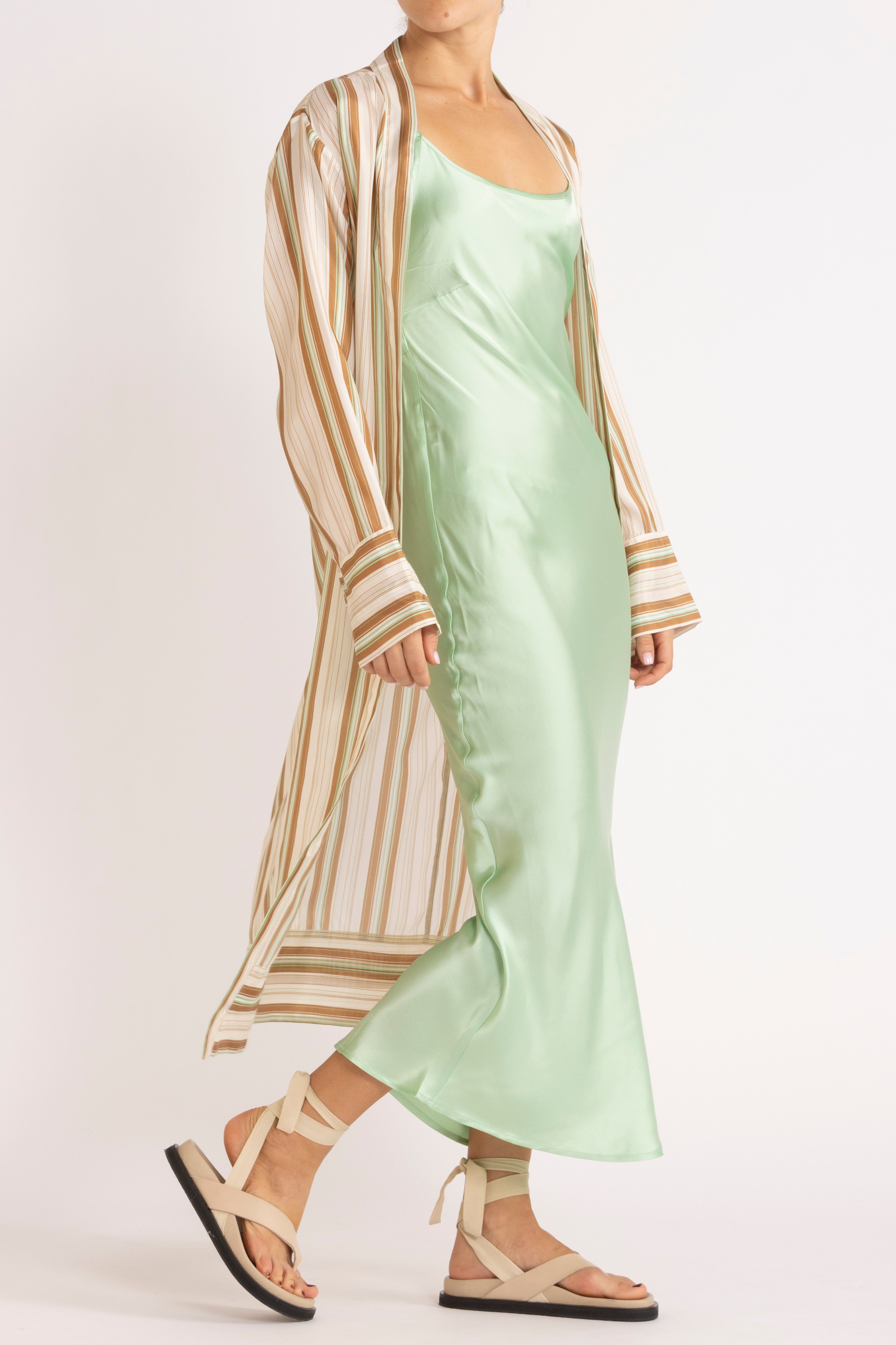 Mira Stripe Silk Long Jacket
