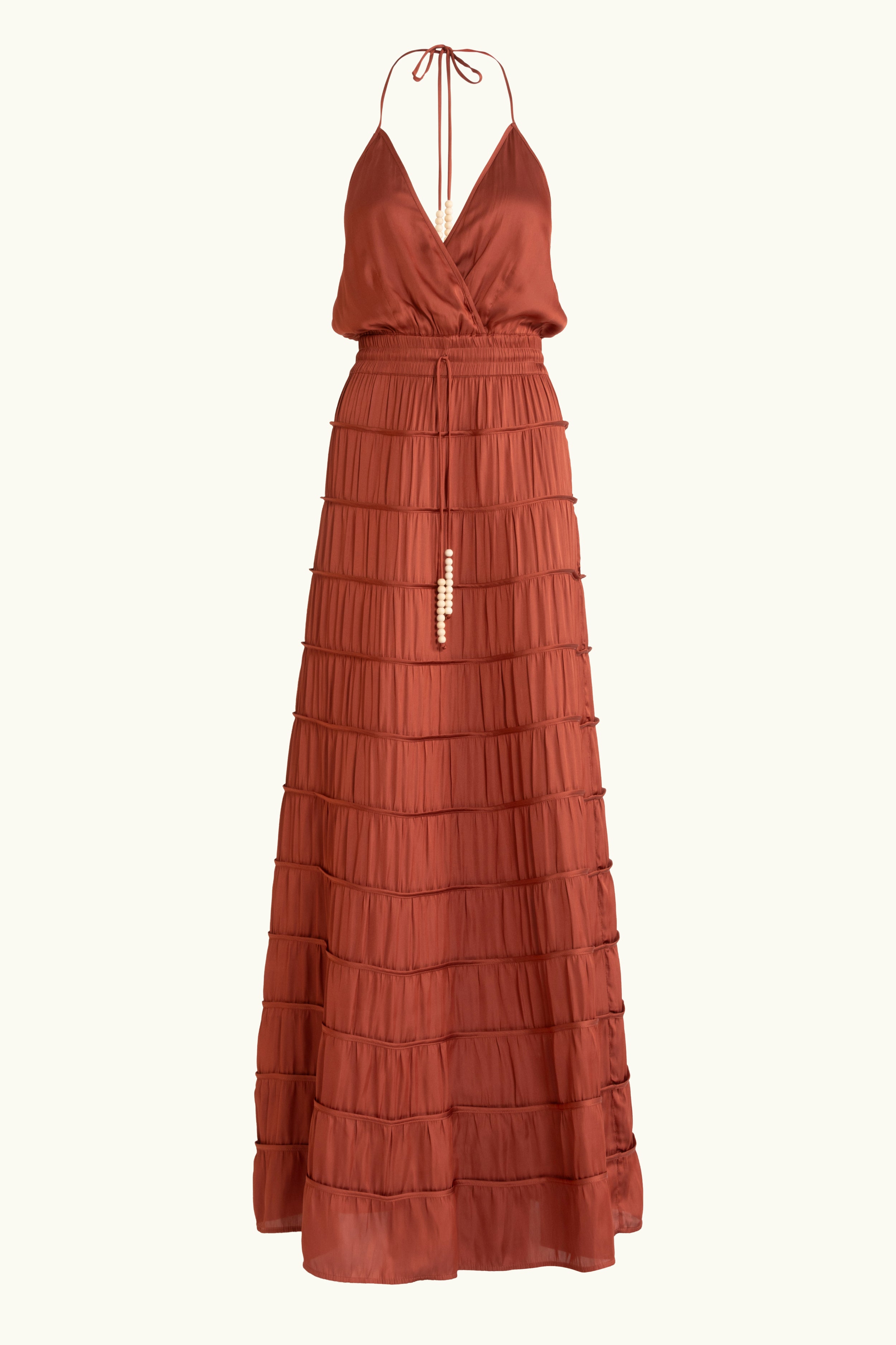 Alina Satin Halter Maxi Dress