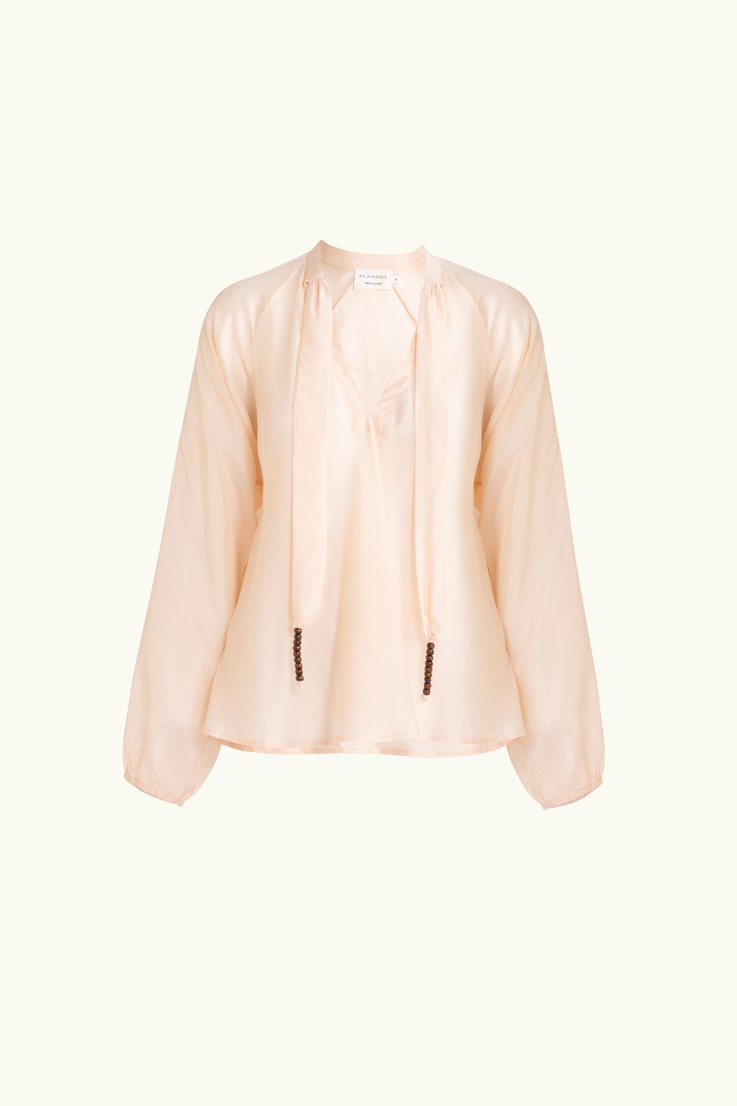 Amal Silk Habotai Long Sleeve Top