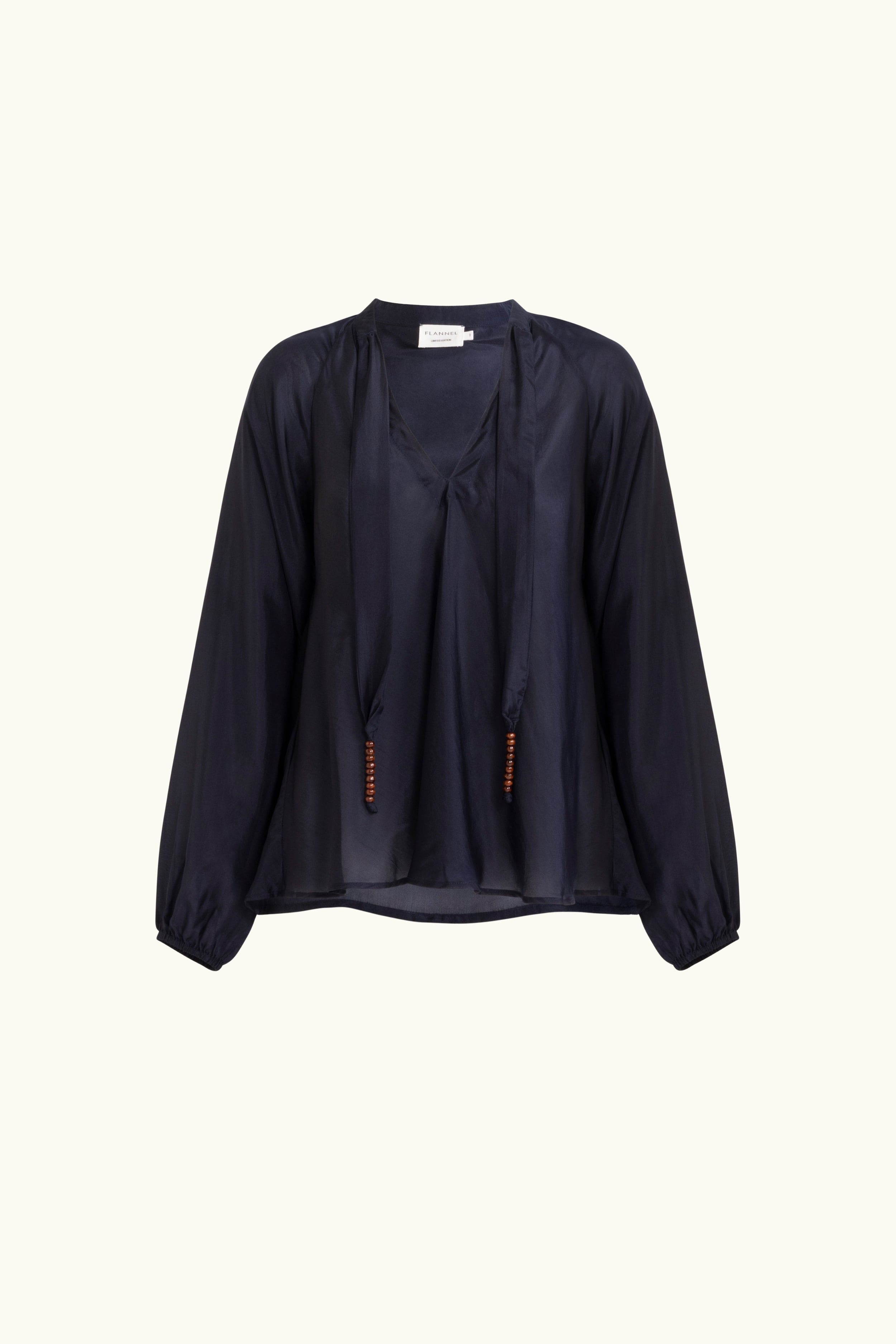 Amal Silk Habotai Long Sleeve Top