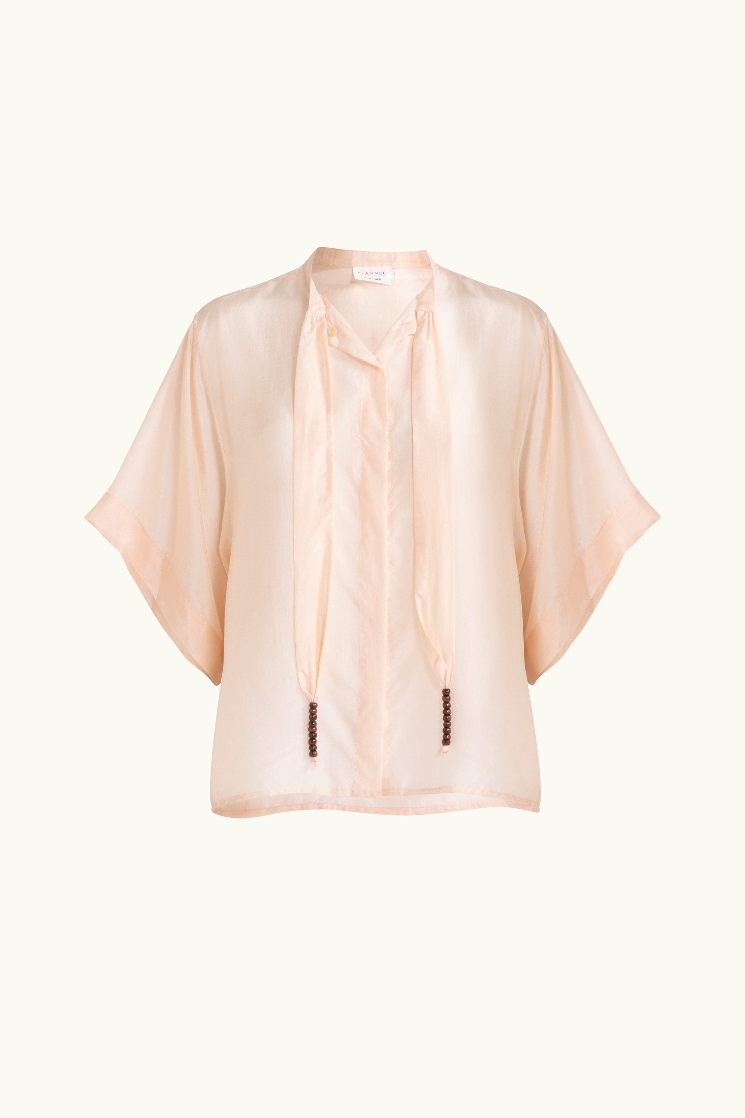 Amal Silk Habotai Short Sleeve Top