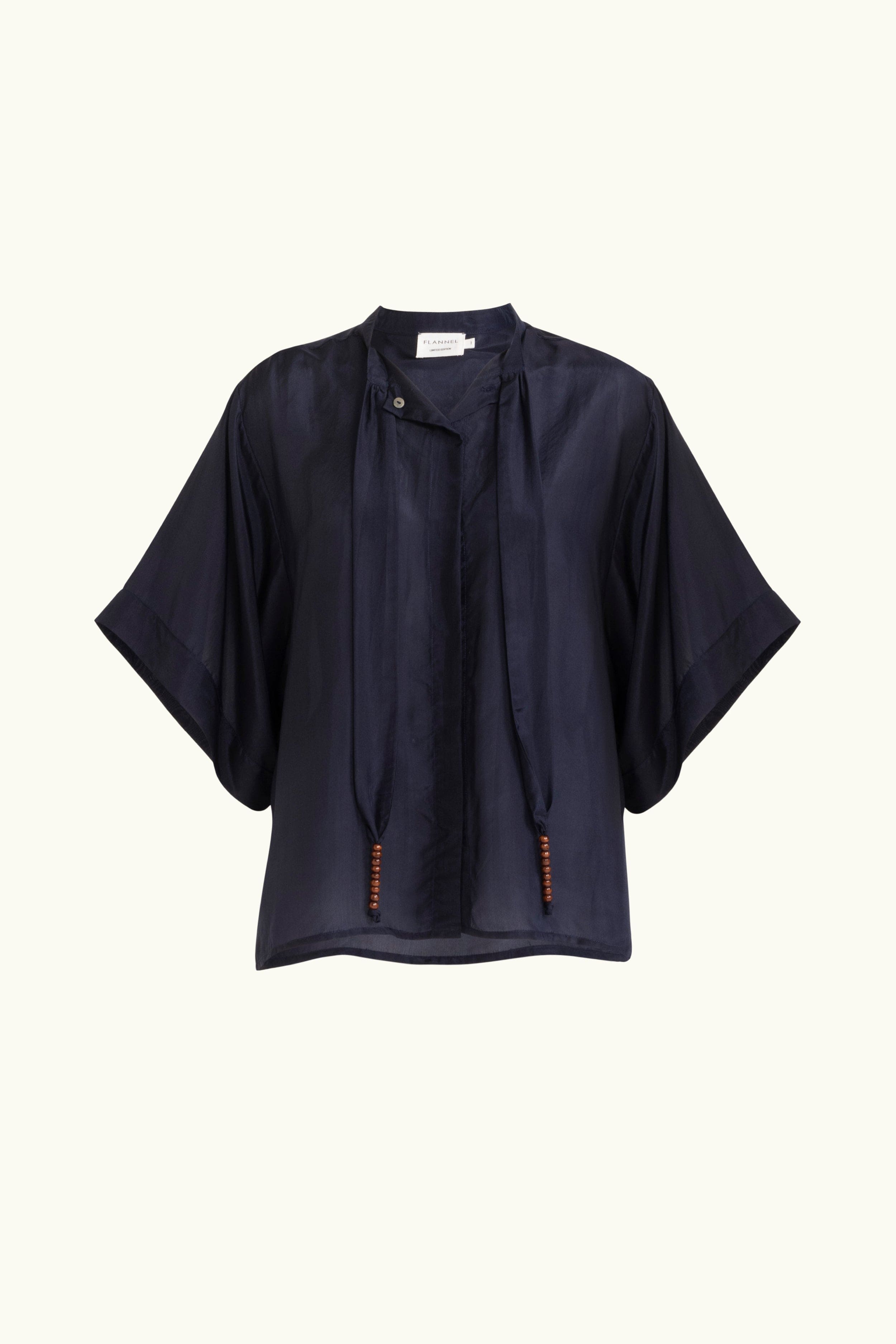 Amal Silk Habotai Short Sleeve Top