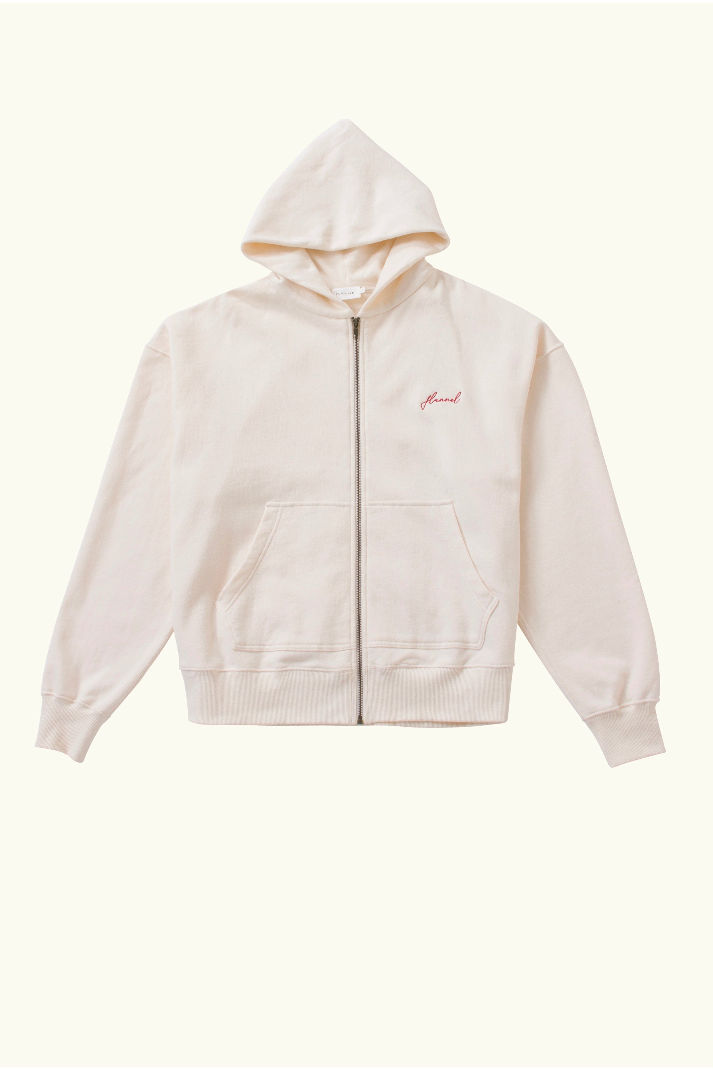 Anders Cotton Logo Zip Hoodie Natural
