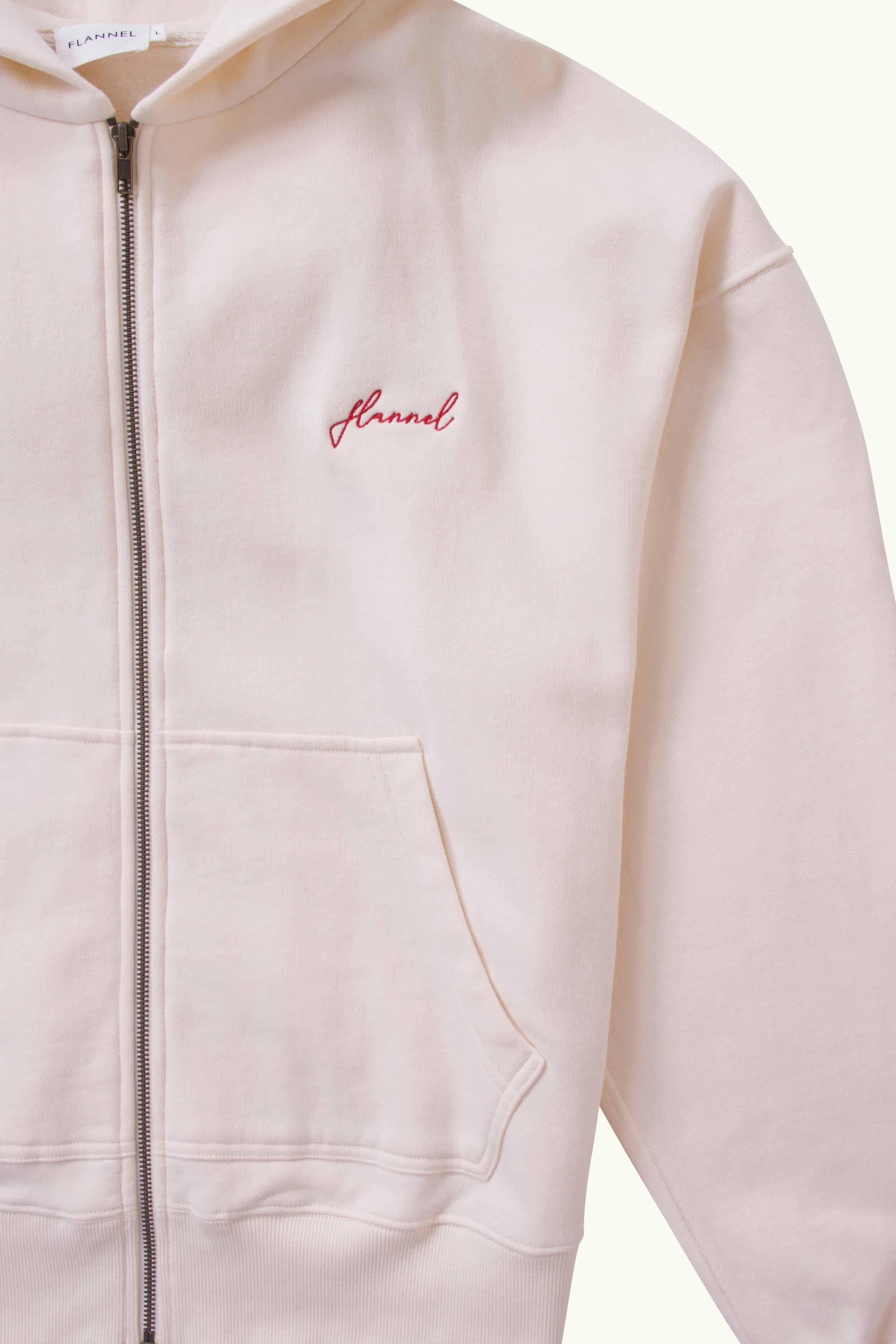 Anders Cotton Logo Zip Hoodie Natural