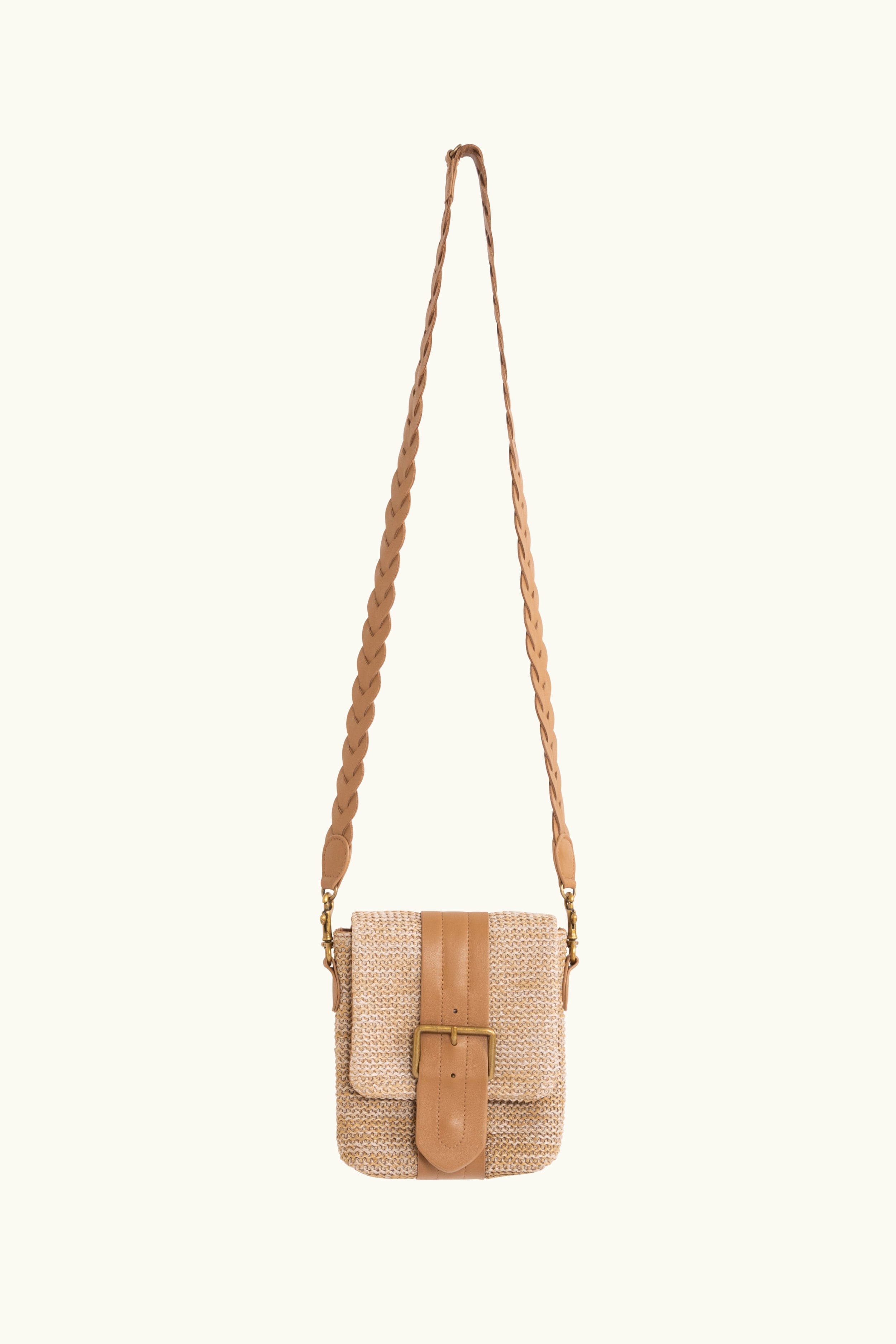 Camie Raffia & Leather Mini Bag