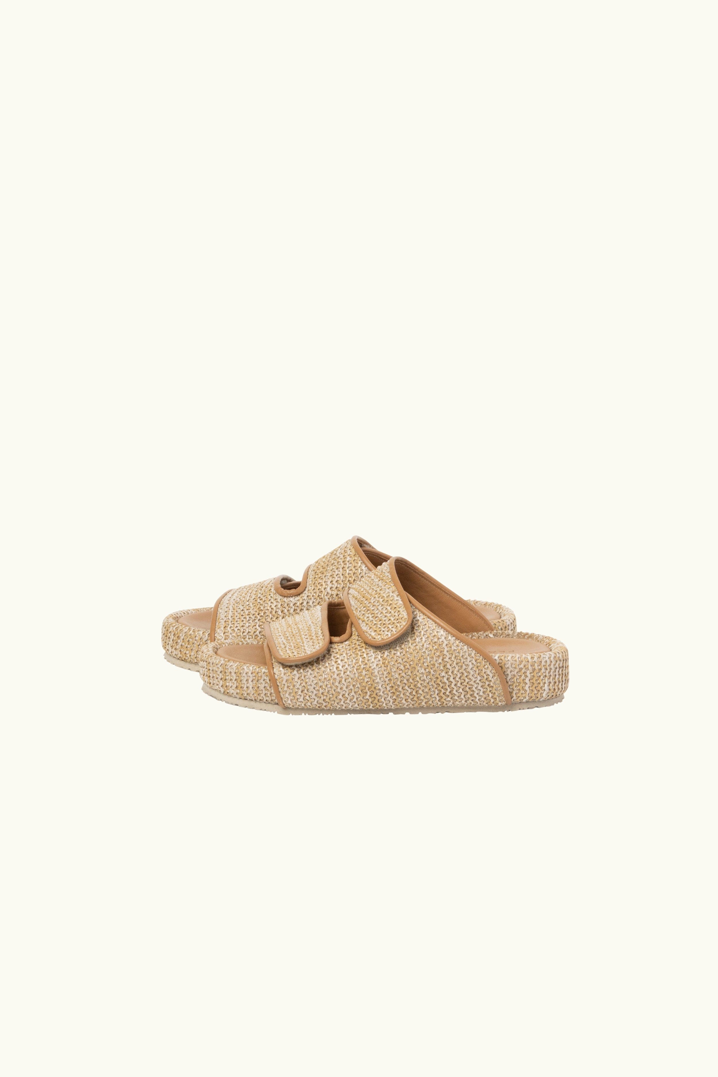 Camie Raffia & Leather Slide