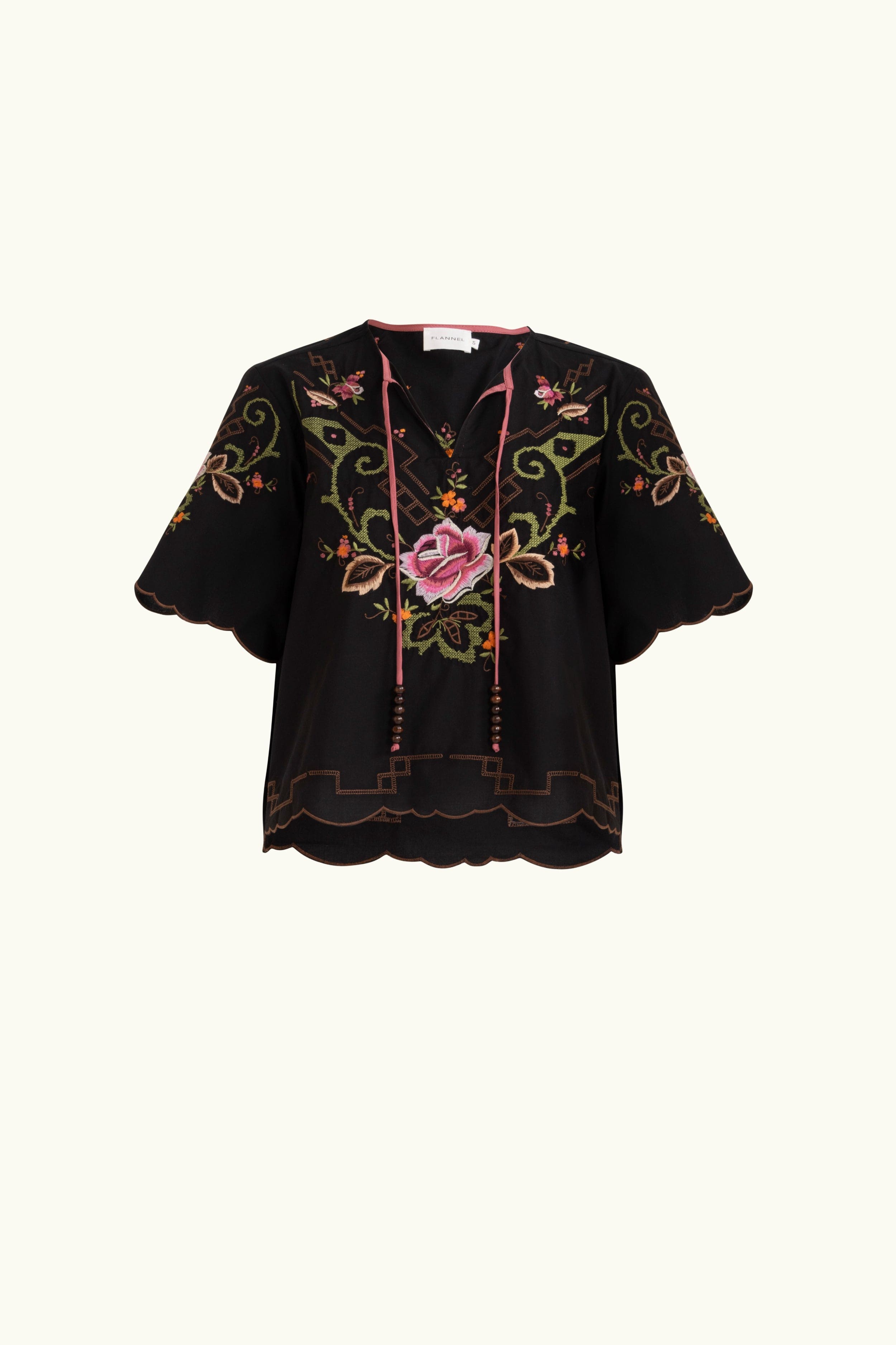 Esther Embroidered Cotton Short Sleeve Top