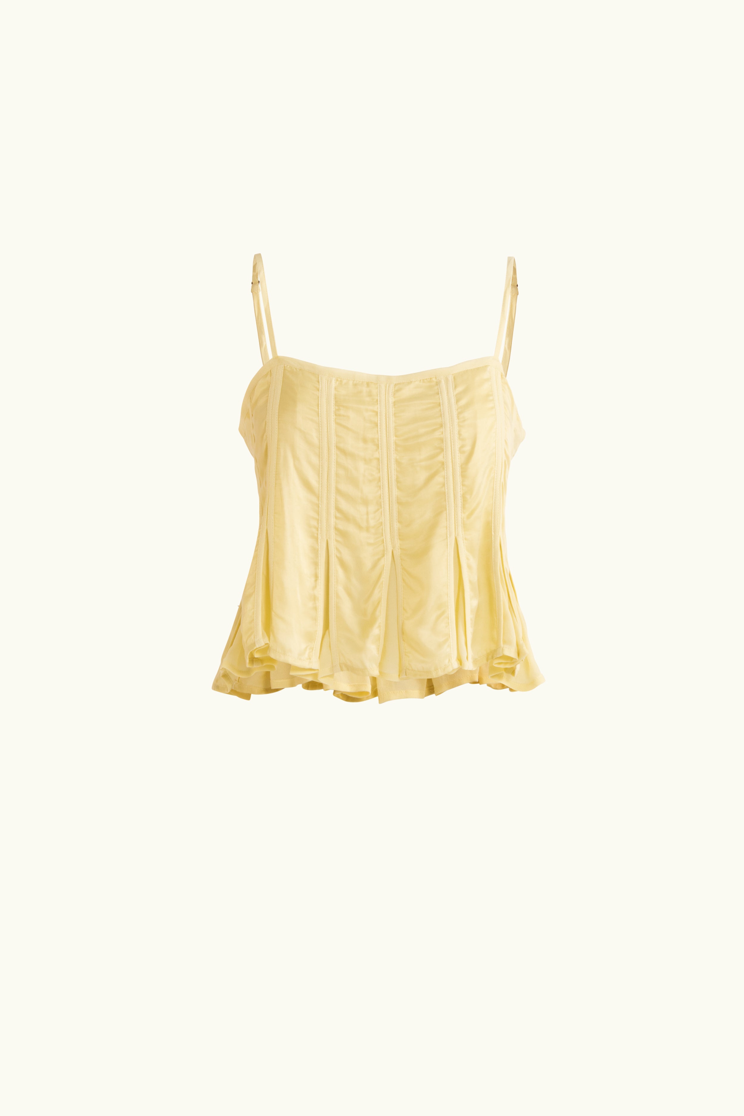 Evara Box Pleat Cami Lemongrass