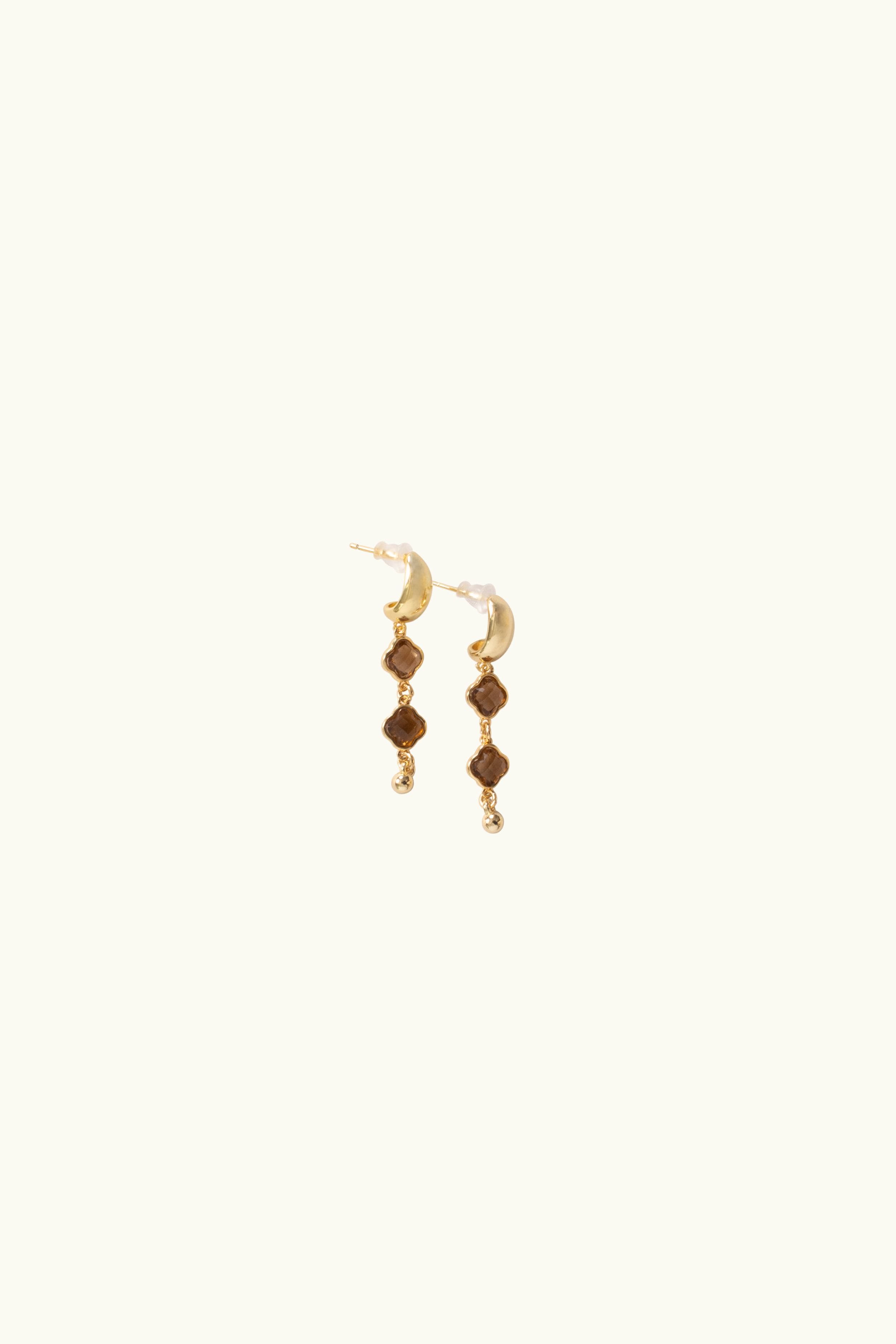 Gabbi Kelly Smokey Quartz Clover Earring