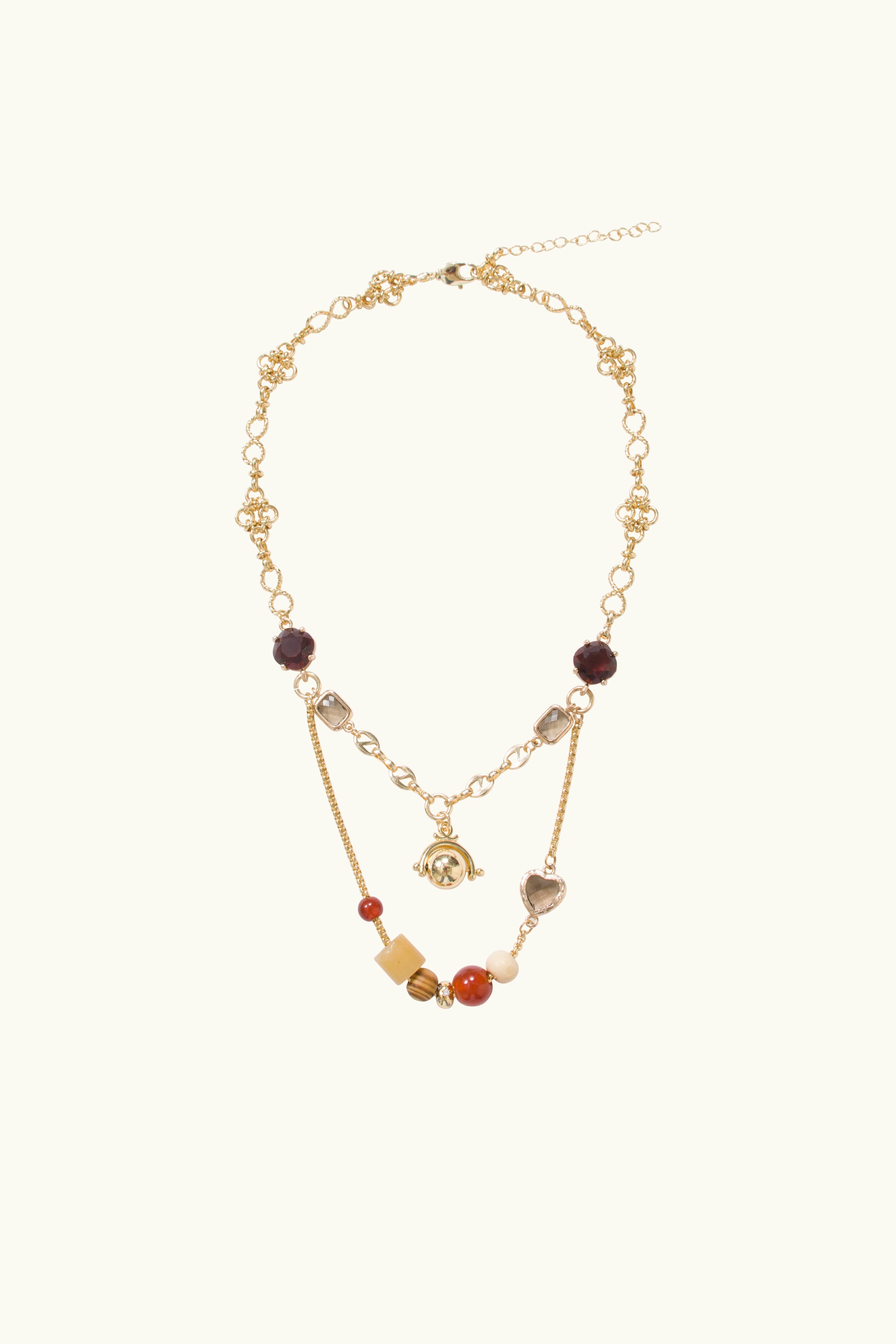 Gabbi Kelly Layered Gemstone & Spinning Sphere Necklace