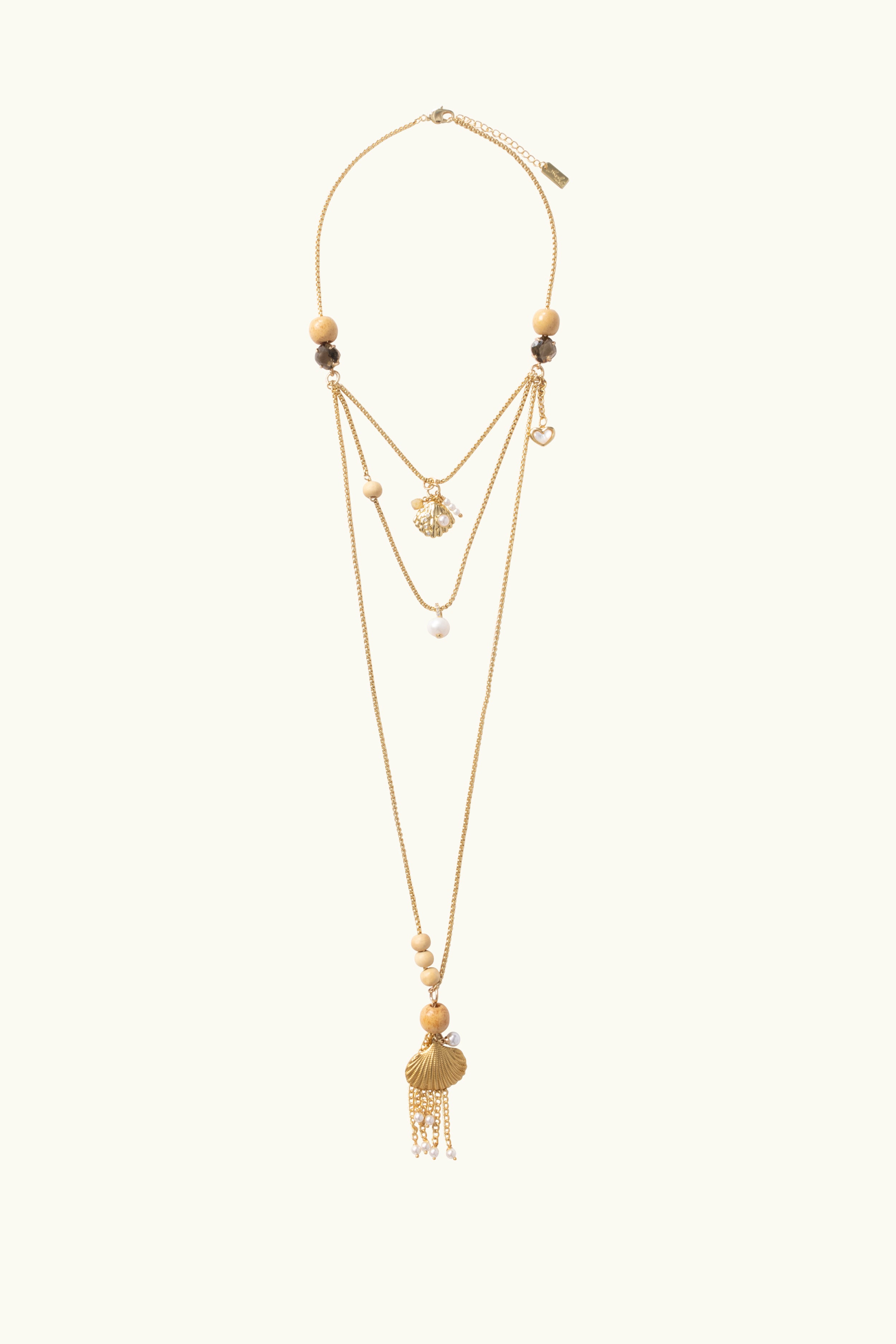 Gabbi Kelly Smokey Quartz & Shell Charm Necklace