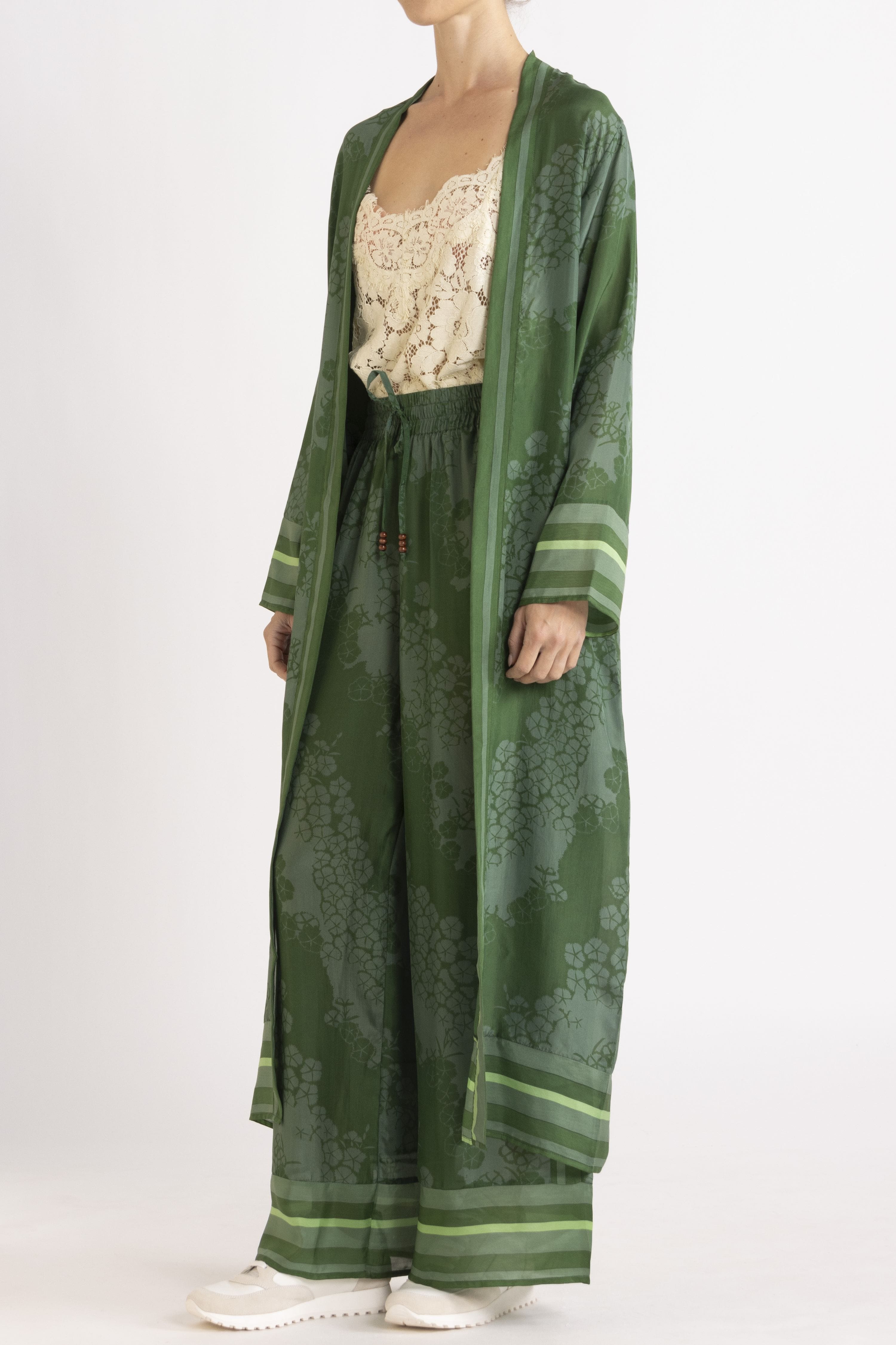 Arden Printed Silk Long Jacket