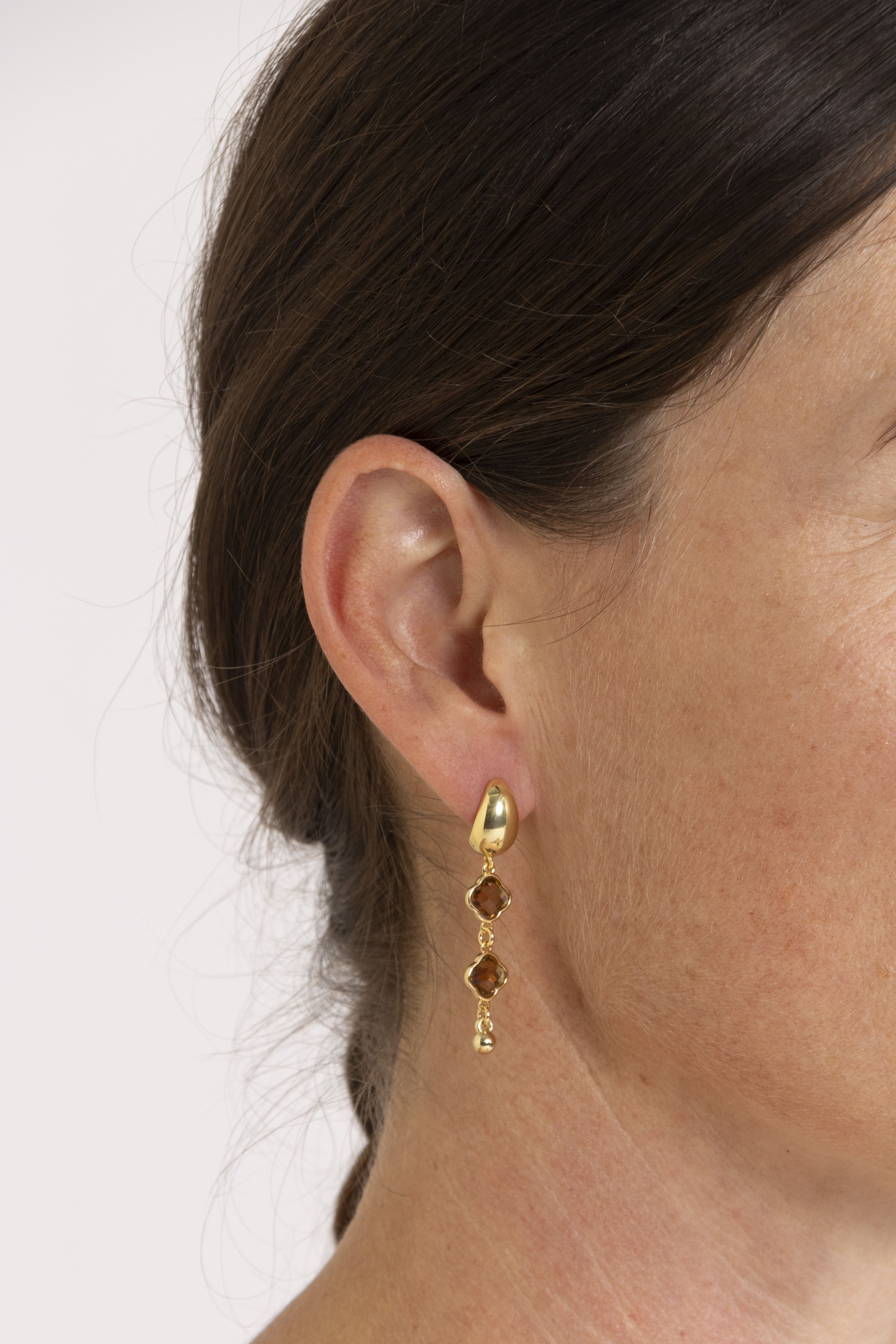 Gabbi Kelly Smokey Quartz Clover Earring