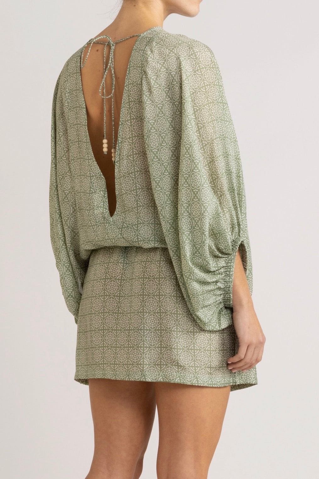 Angelique Jade Green Silk Short Dress