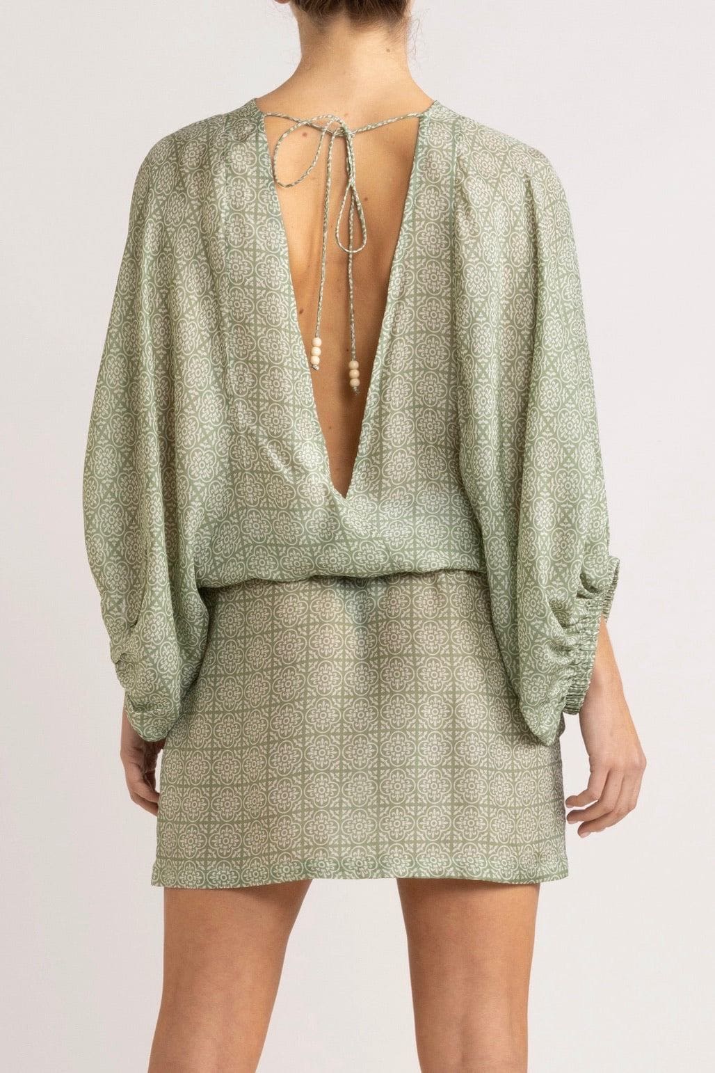 Angelique Jade Green Silk Short Dress