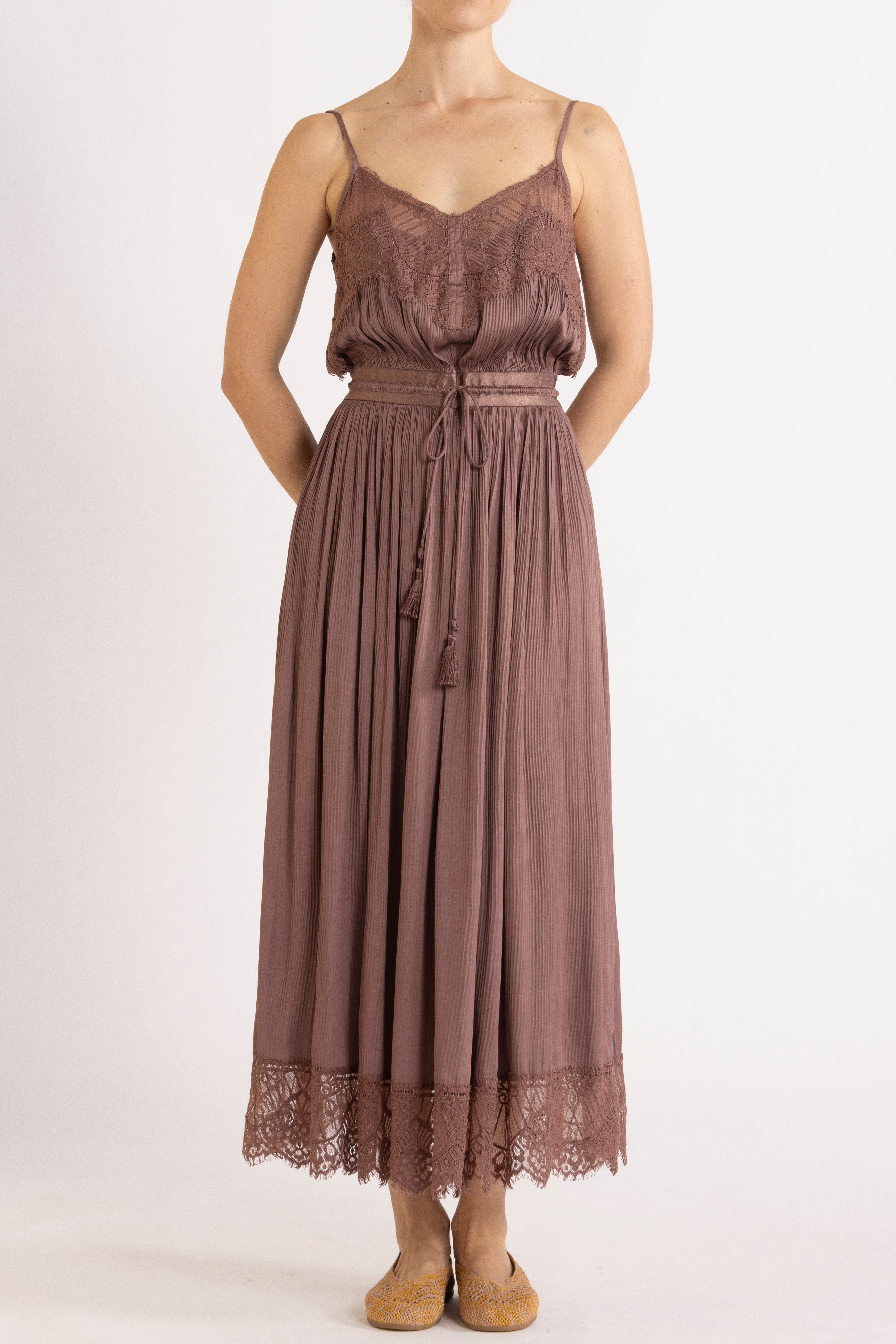 Valerie Lace Pleat Cami Dress