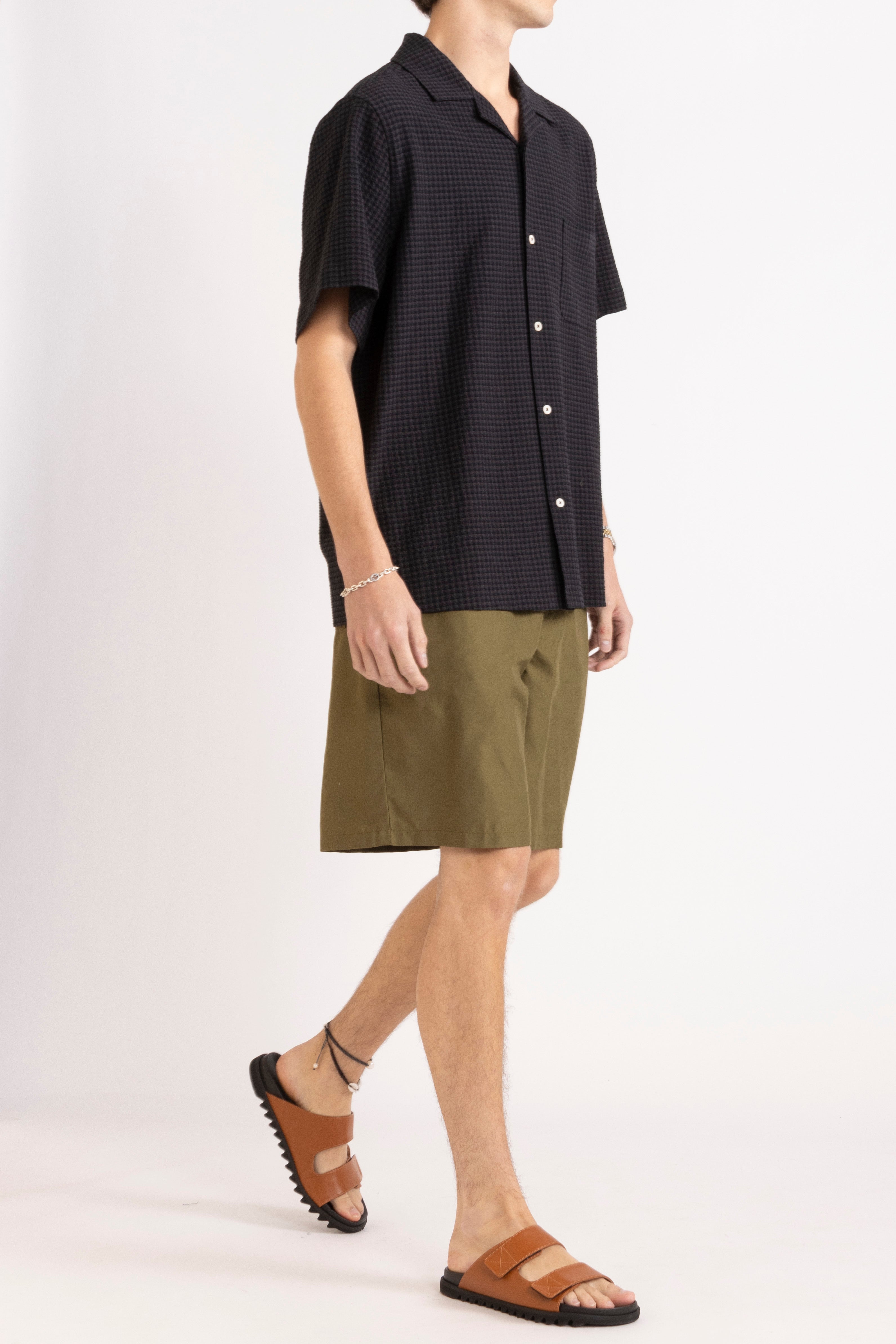 Monty Check Wool-Blend Short Sleeve Shirt