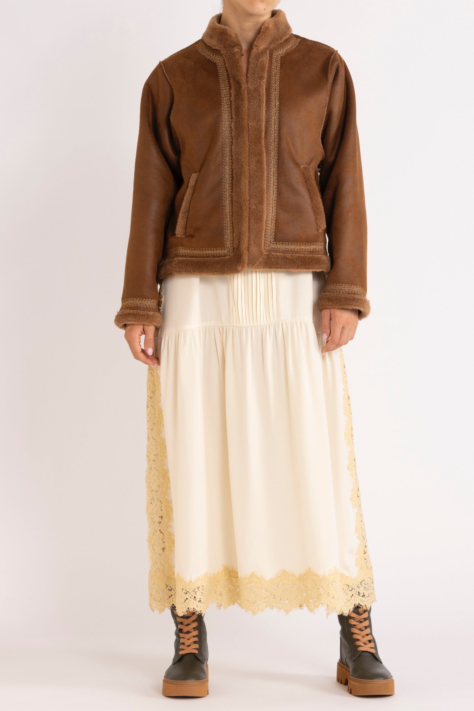 Shiloh Embroidered Faux-Shearling Jacket