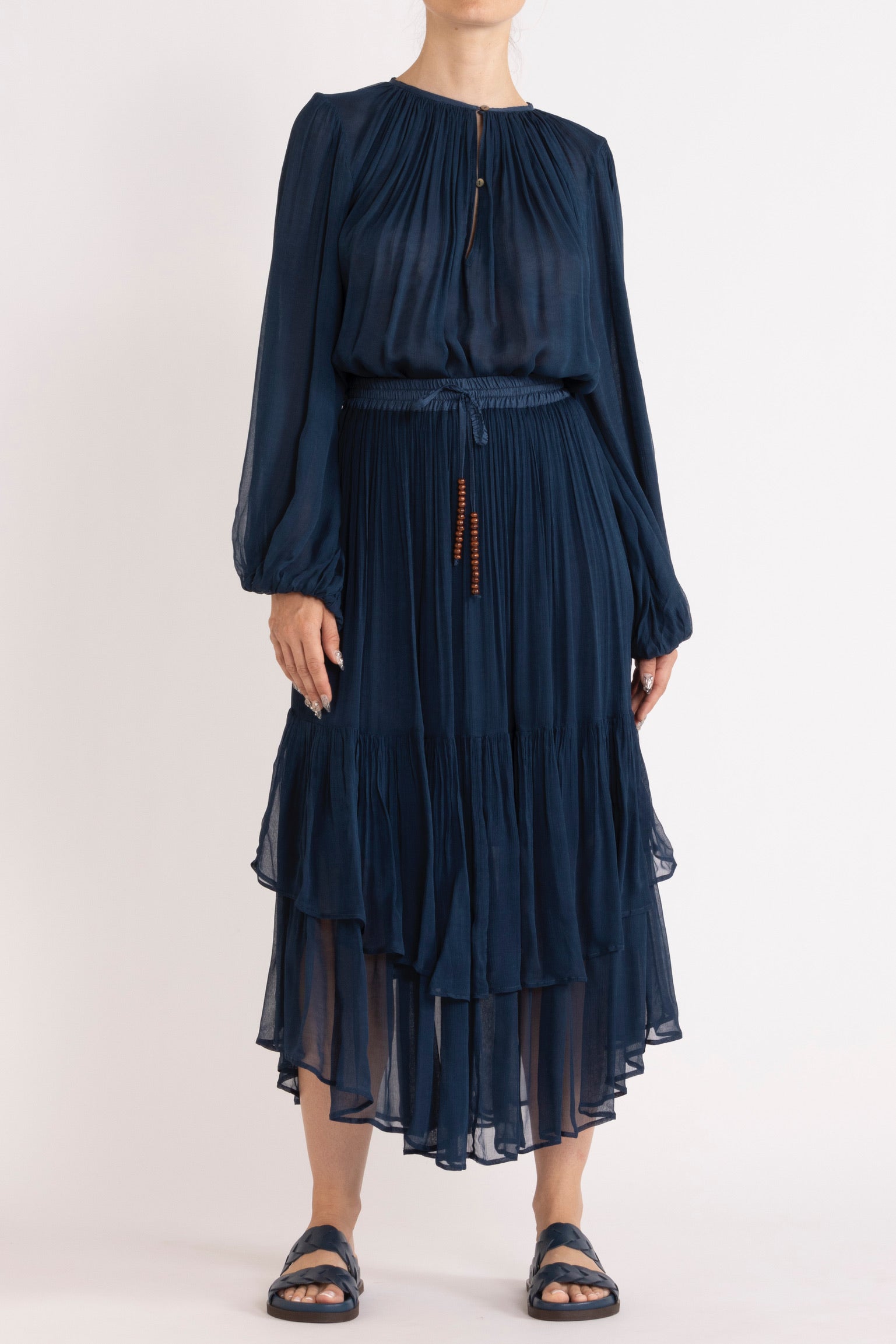 Chiffon Top Navy Blue