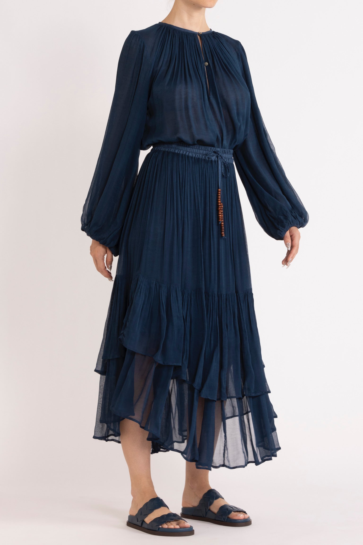 Lucinda Crinkle Chiffon Top Navy