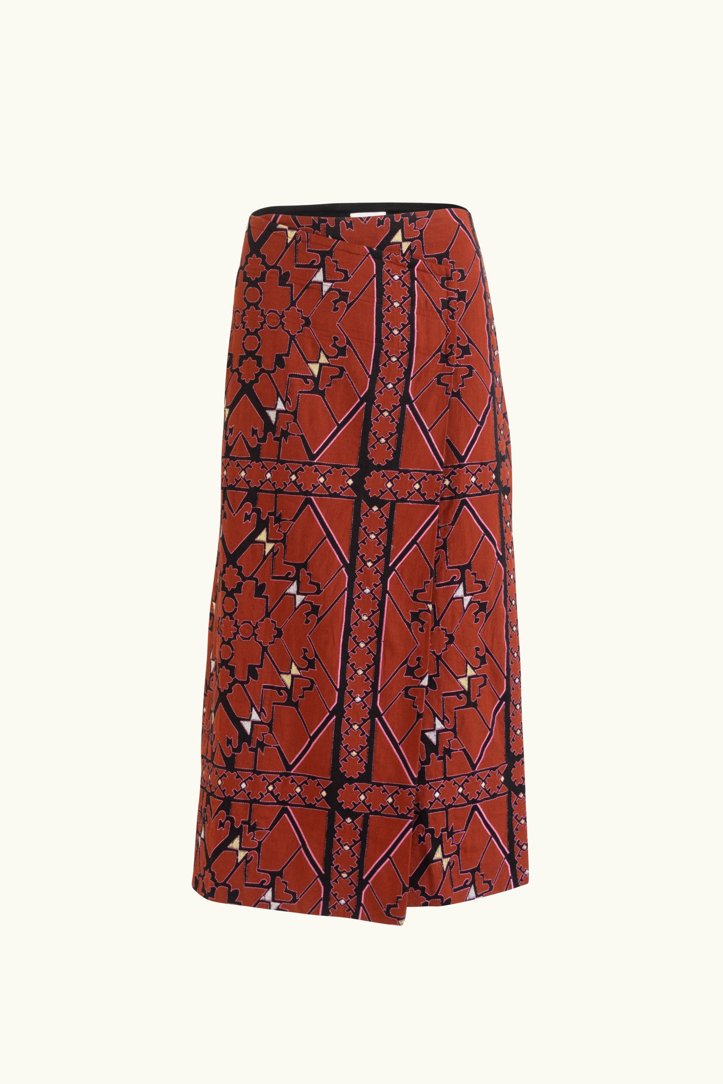Jericho Embroidered Cotton Wrap Skirt