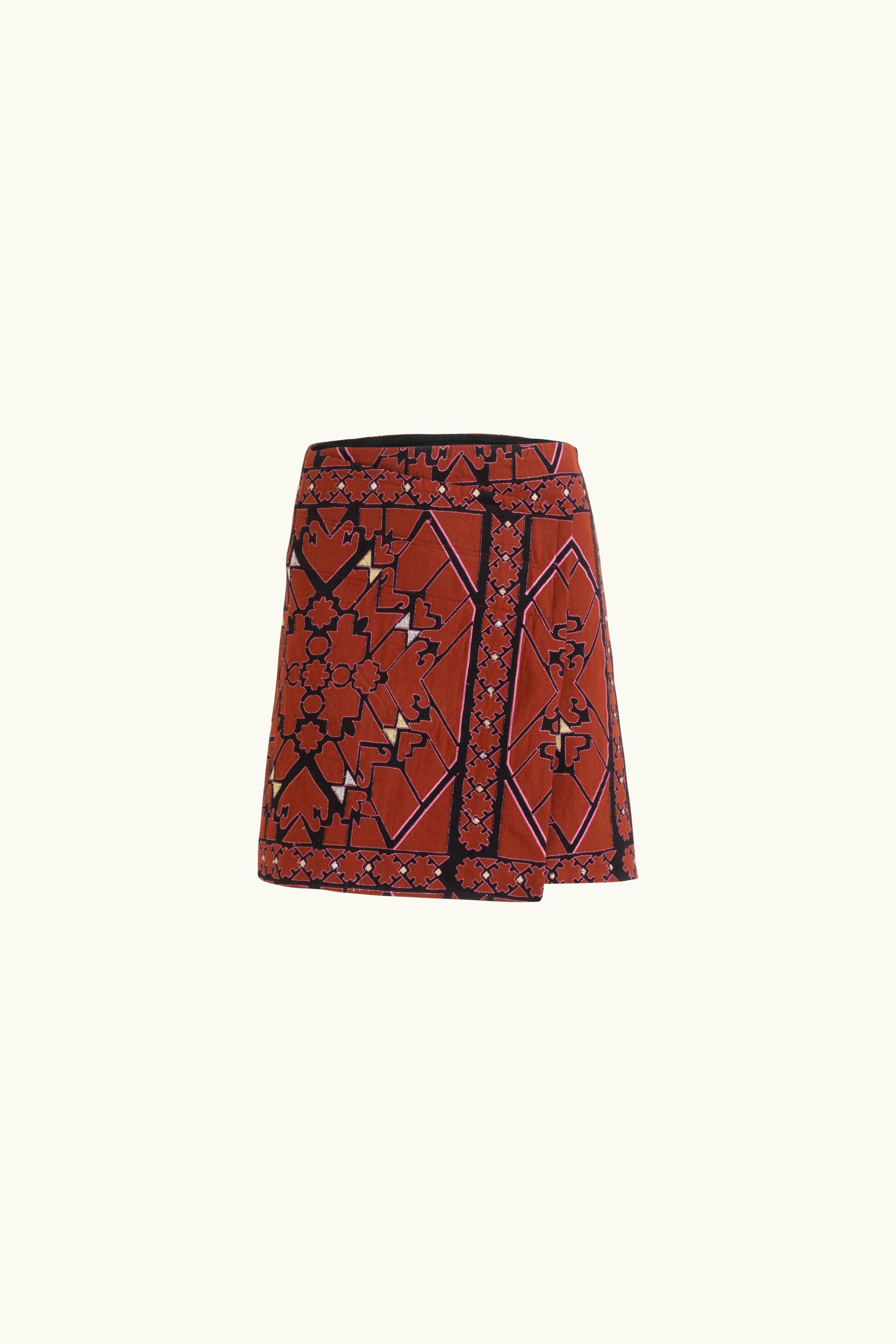 Jericho Embroidered Cotton Mini Wrap Skirt