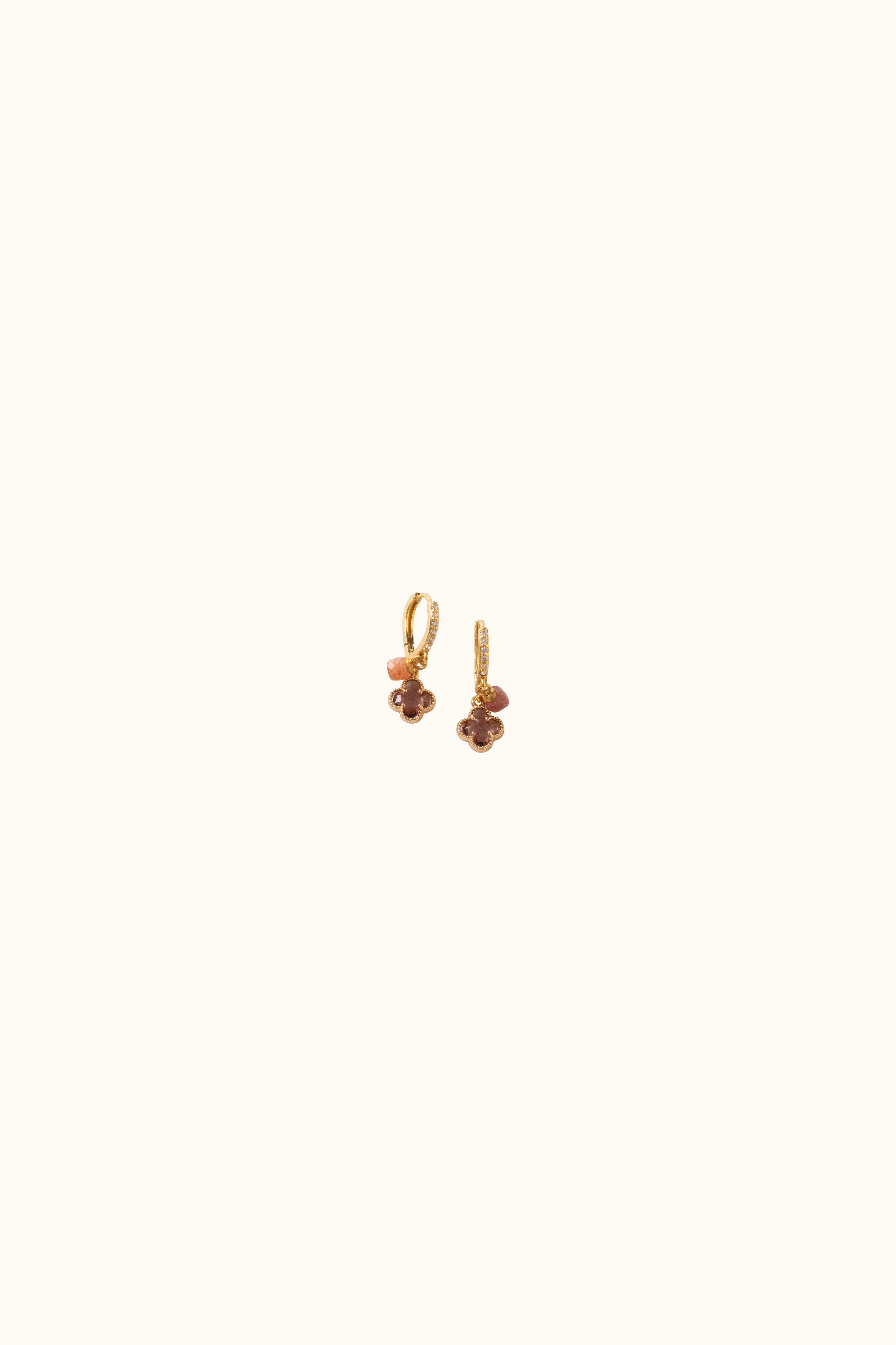 Gabbi Kelly Morganite Clover Gold Huggie Earrings
