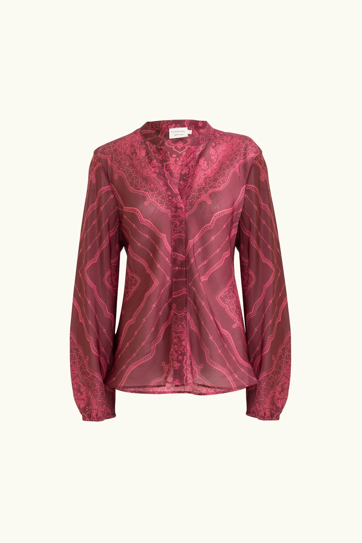 Renee Printed Silk Long Sleeve Top