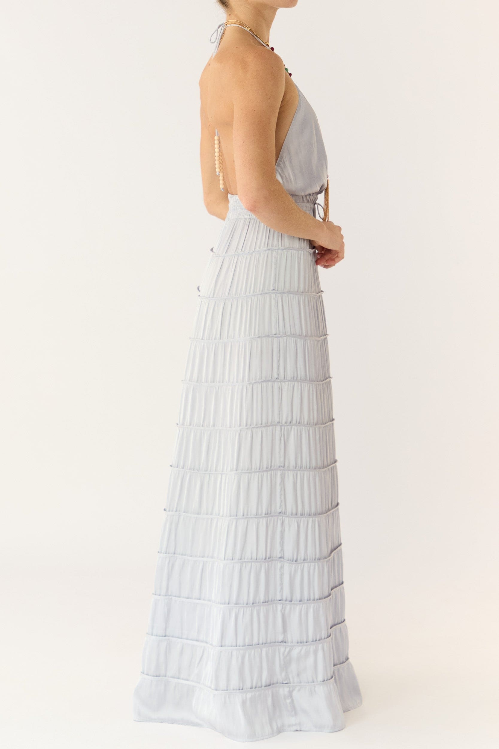 Alina Satin Halter Maxi Dress