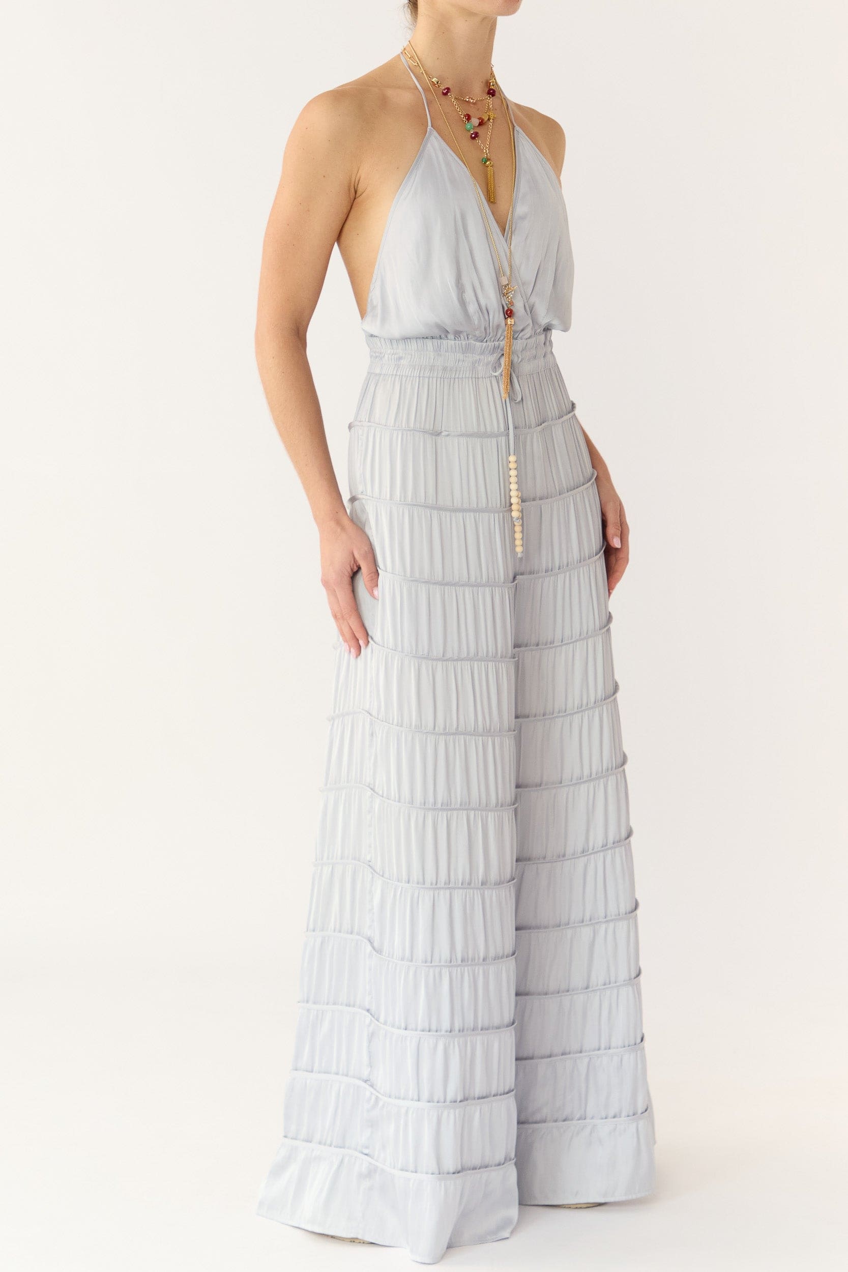 Alina Satin Halter Maxi Dress