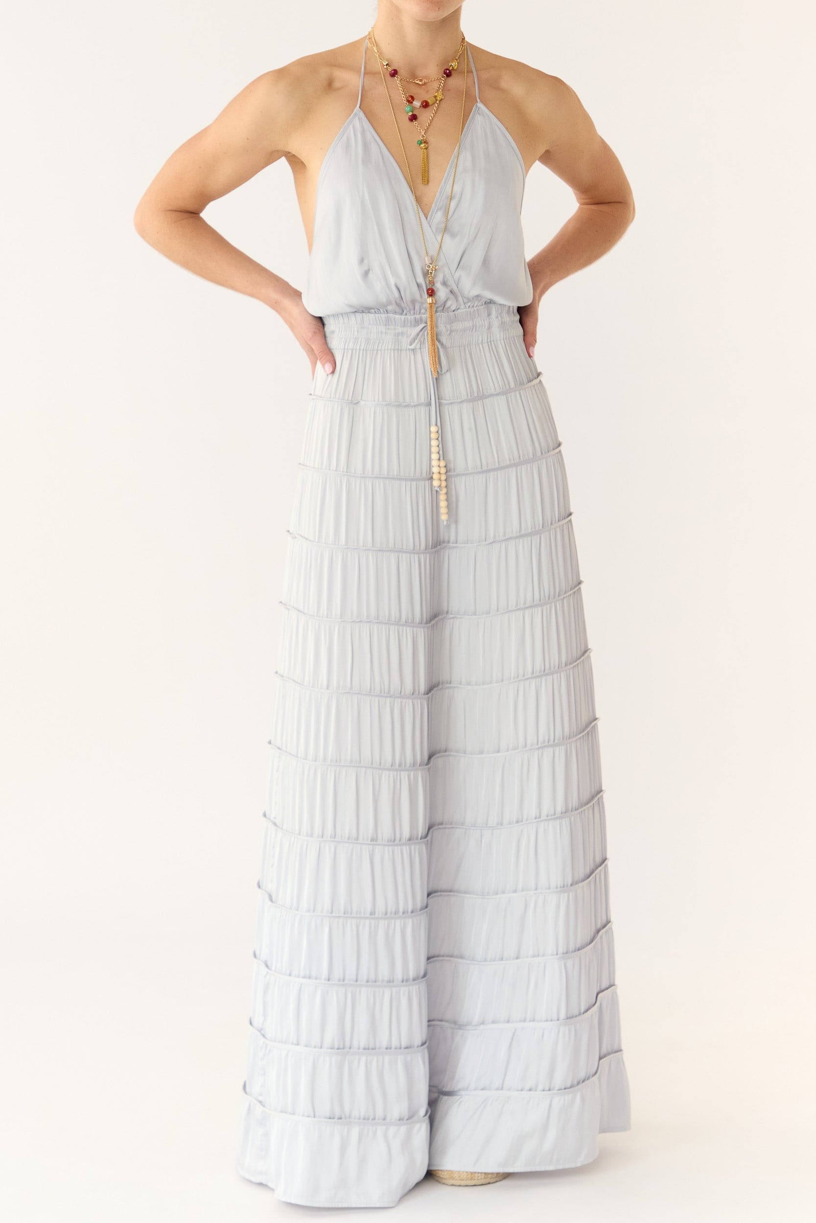 Alina Satin Halter Maxi Dress