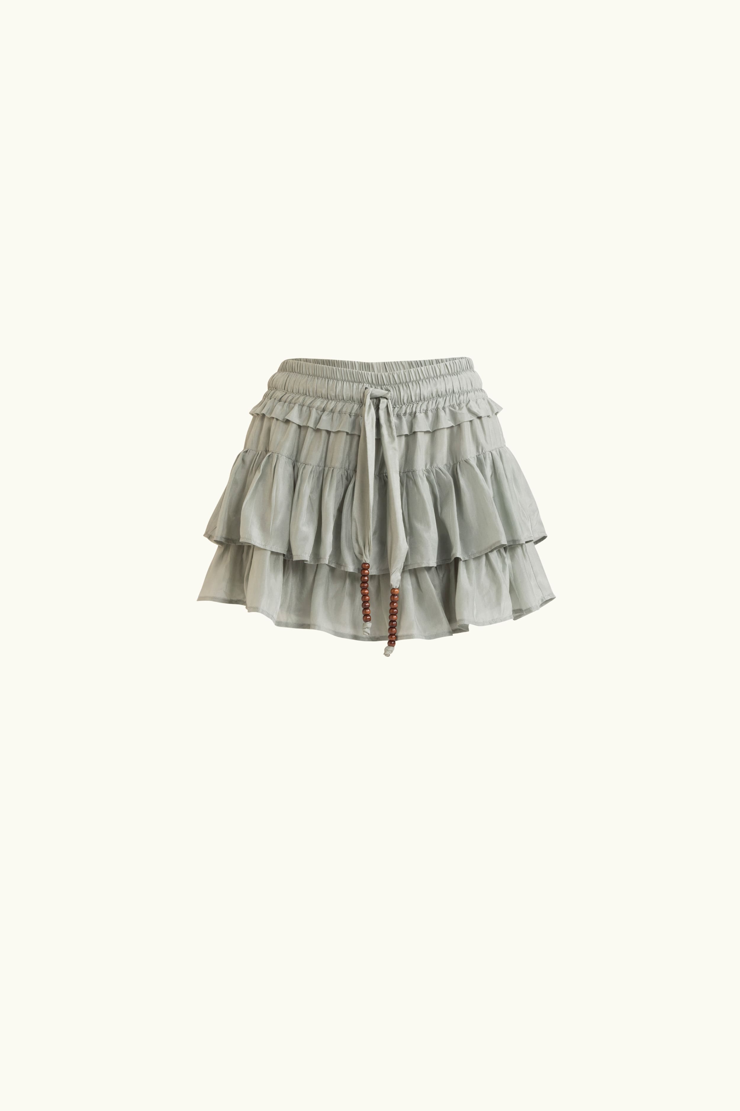 Amal Silk Habotai Frill Short