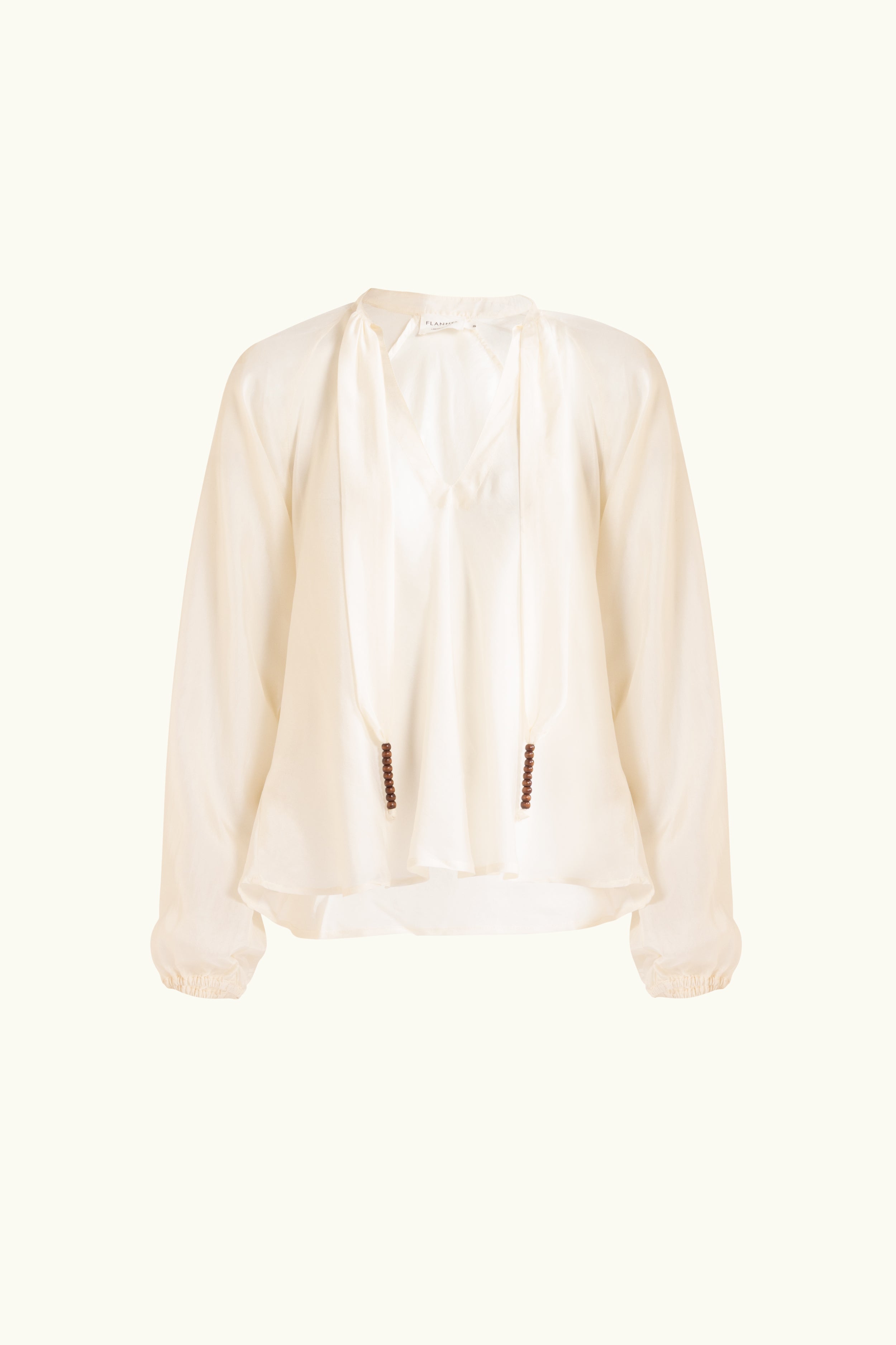 Amal Silk Habotai Long Sleeve Top