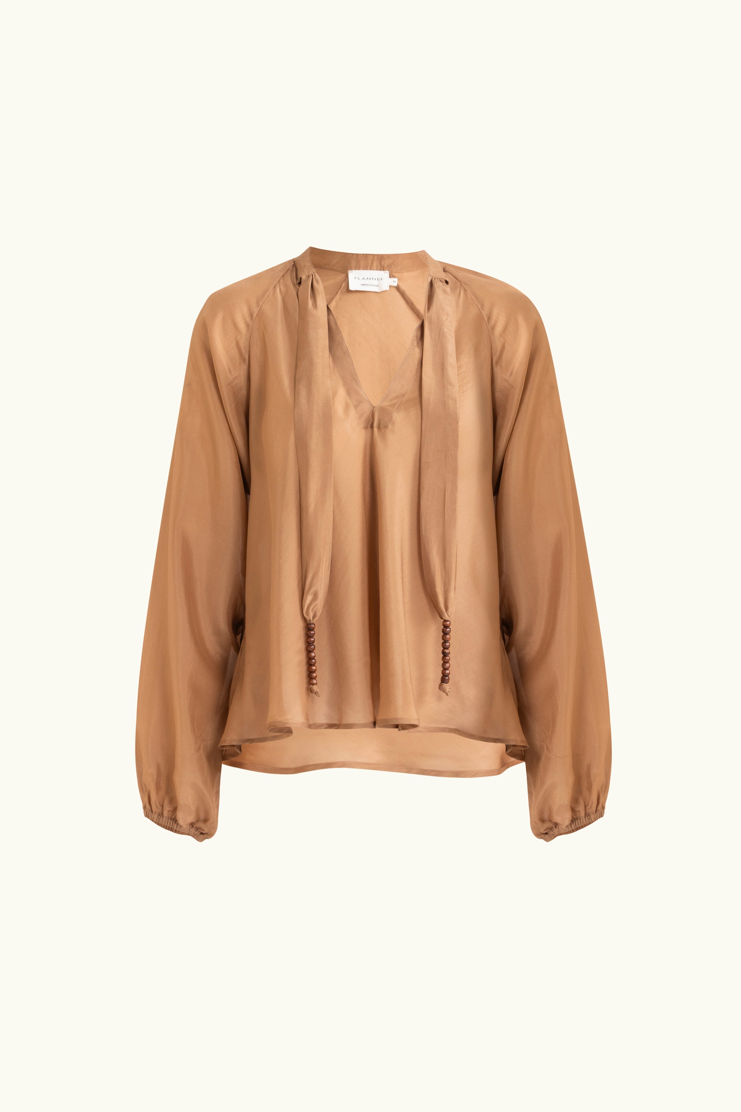 Amal Silk Habotai Long Sleeve Top