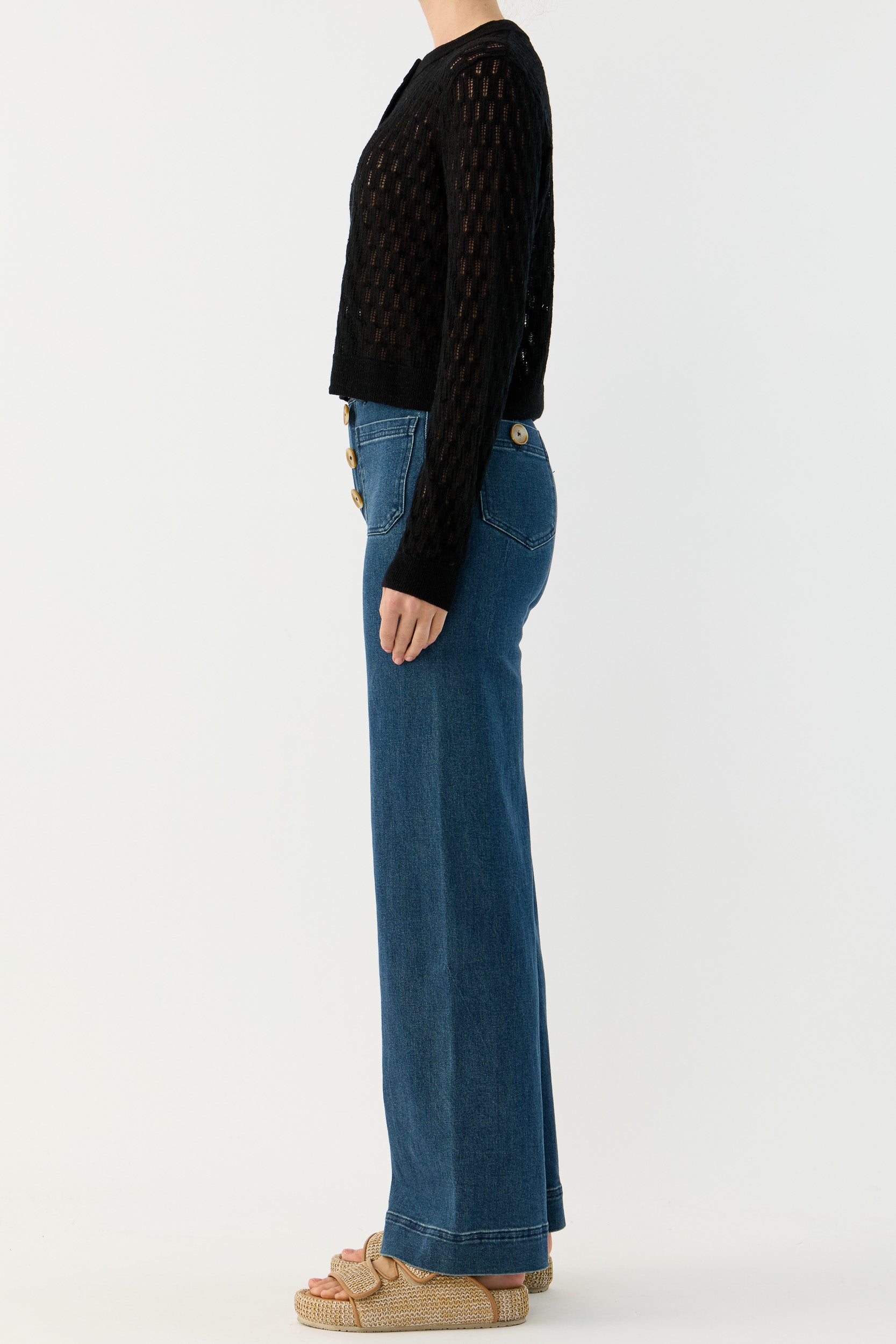 Miley Pointelle Merino Wool & Linen Cardigan