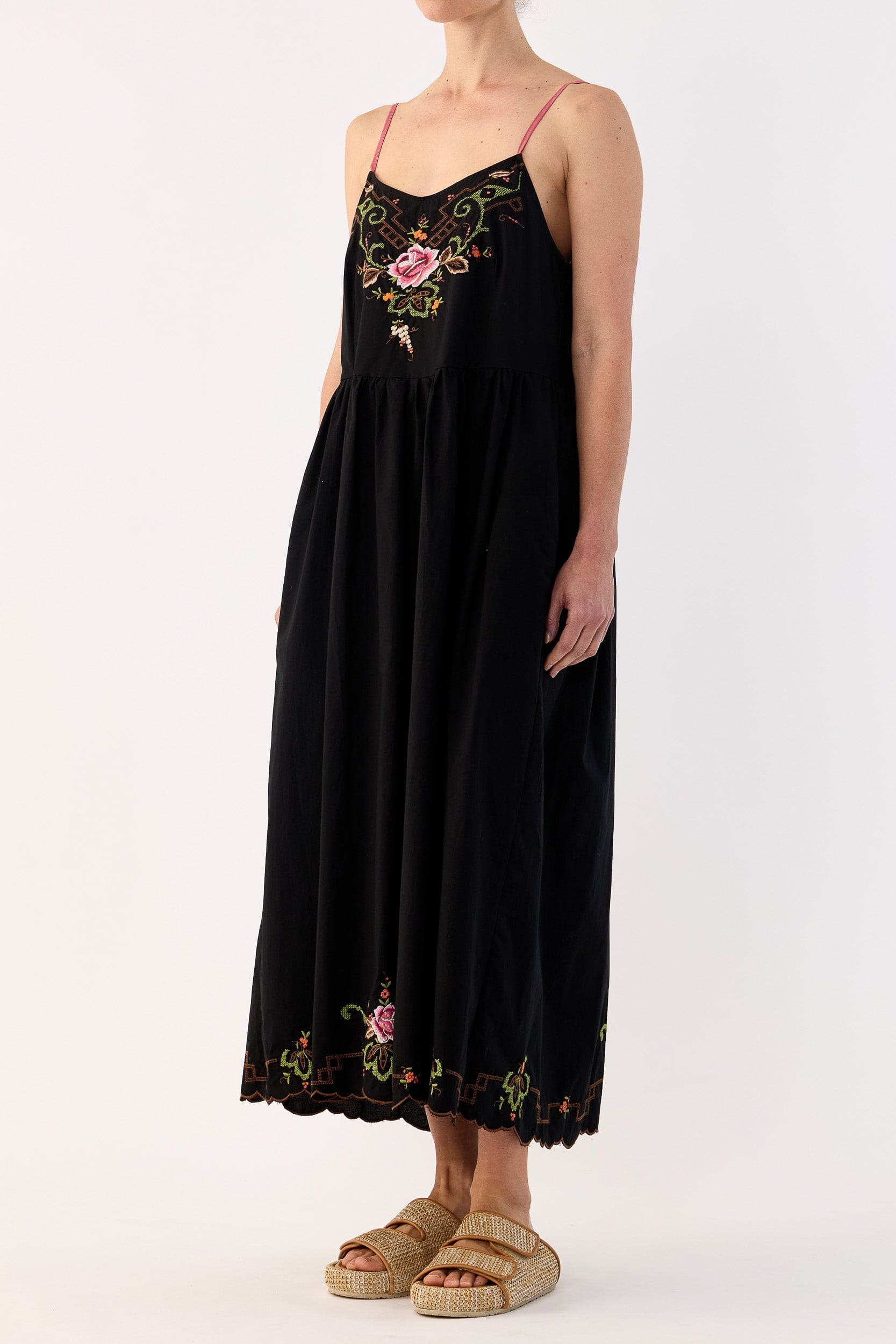 Esther Embroidered Cotton Cami Dress
