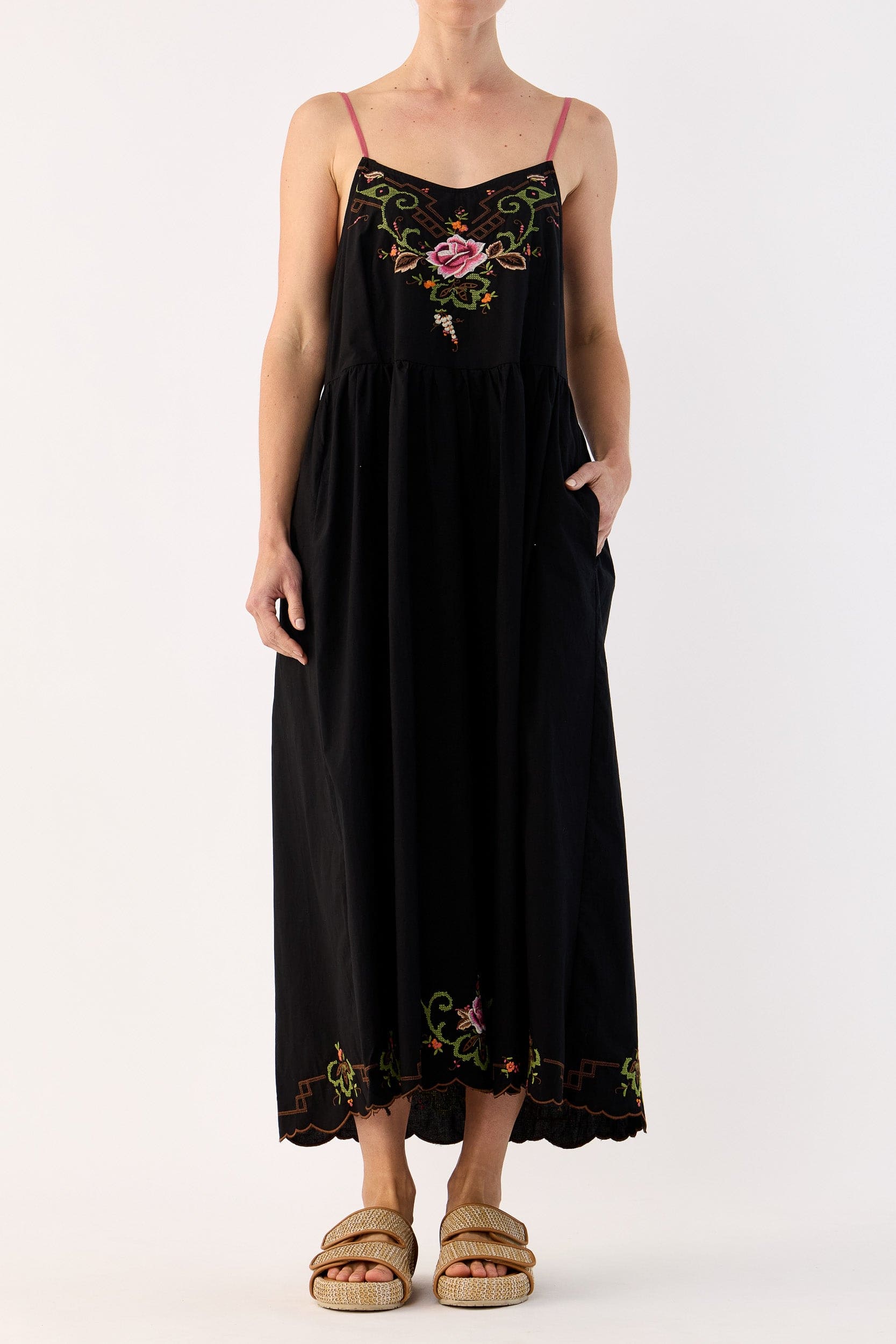 Esther Embroidered Cotton Cami Dress