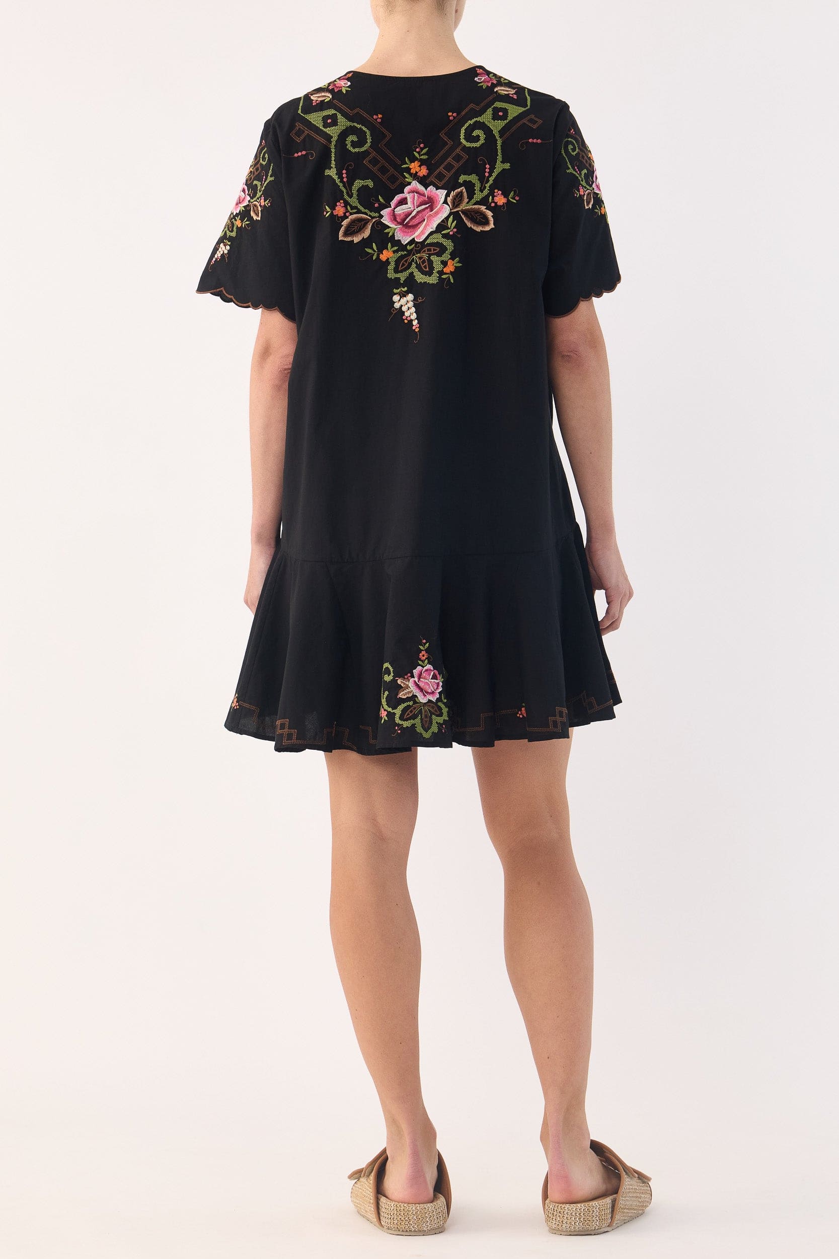 Esther Embroidered Cotton Short Dress