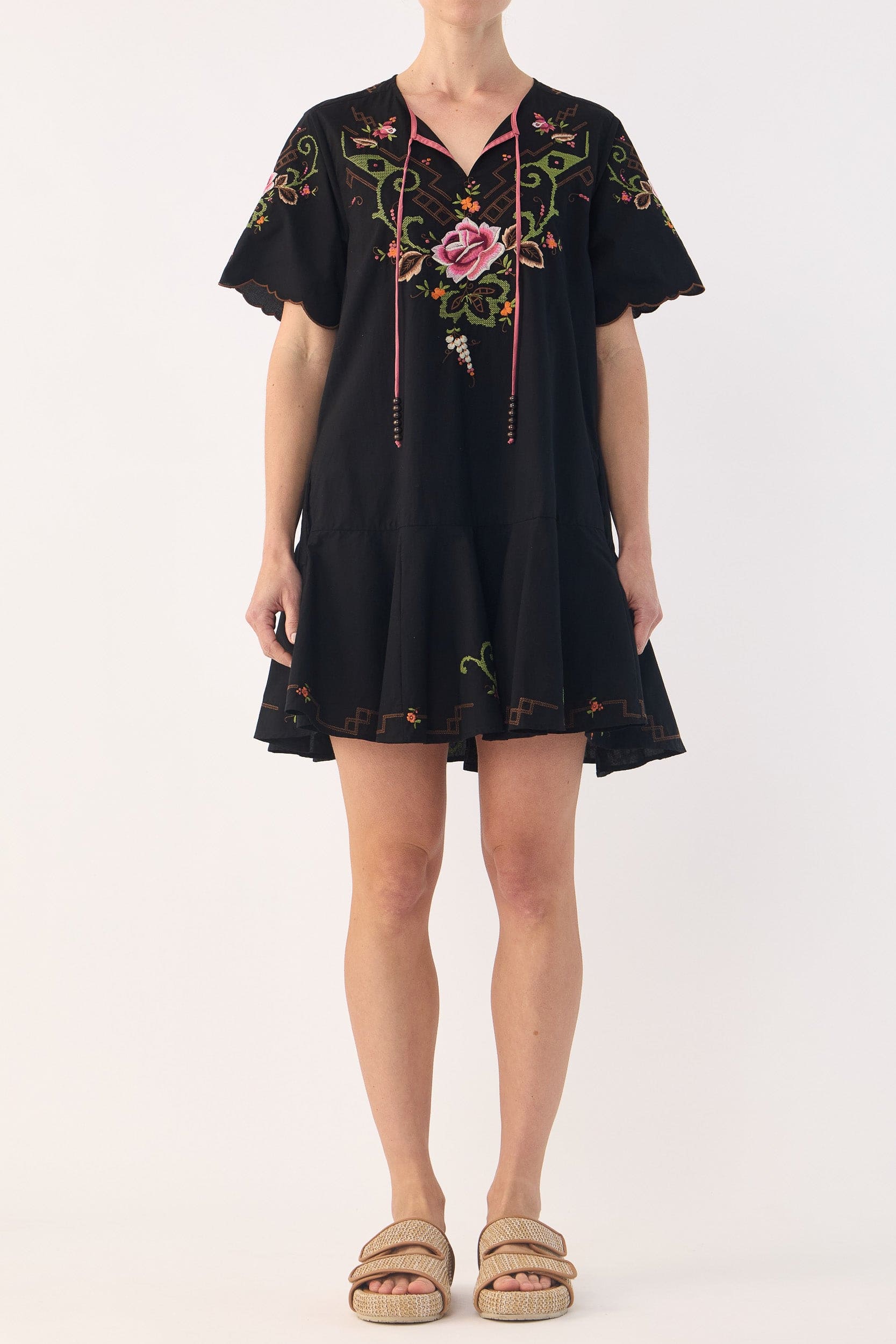 Esther Embroidered Cotton Short Dress
