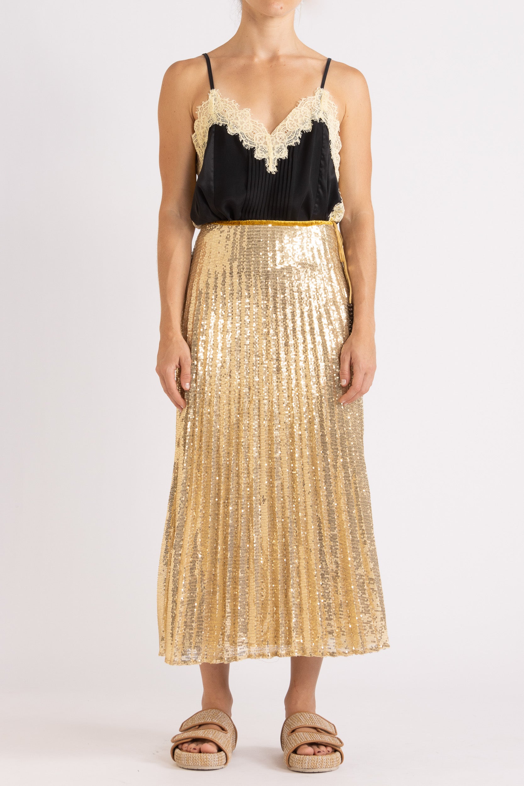 Sigrid Sequin Pleated Skirt