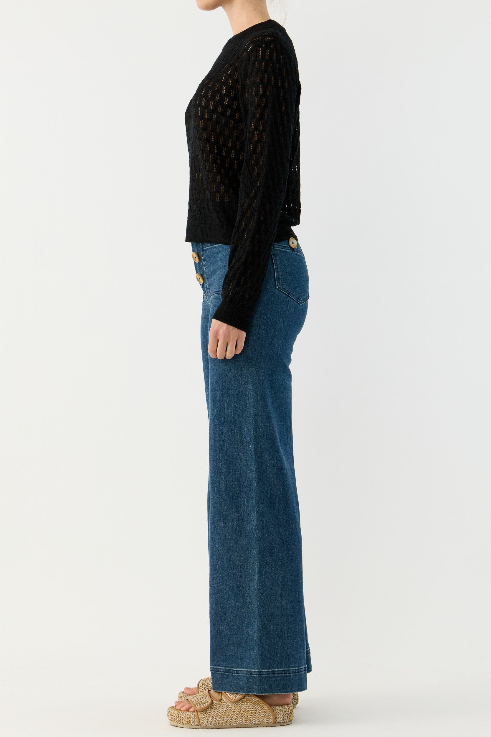 Miley Pointelle Merino Wool & Linen Sweater