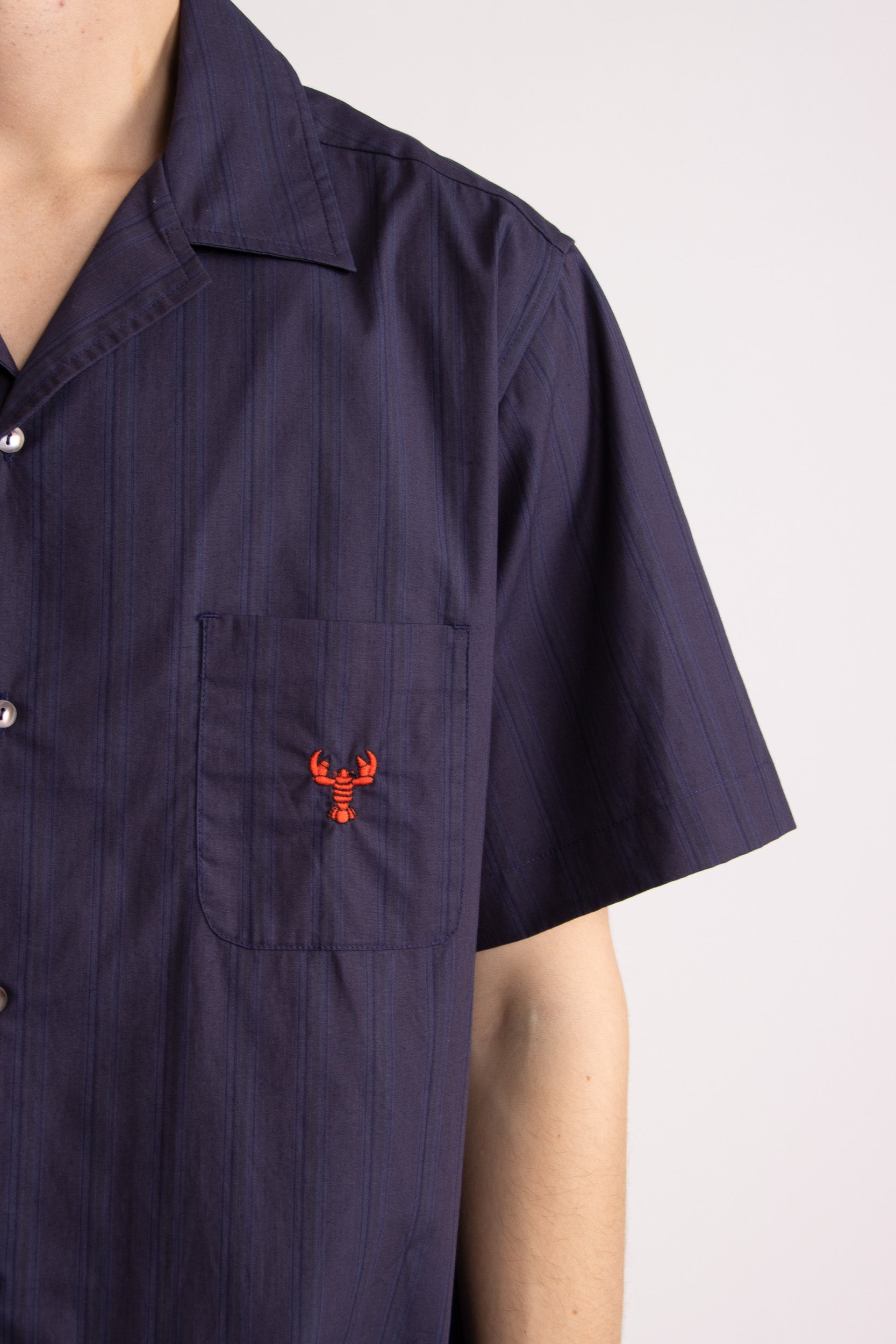 Atticus Cotton Short Sleeve Shirt with Lobster Embroidery