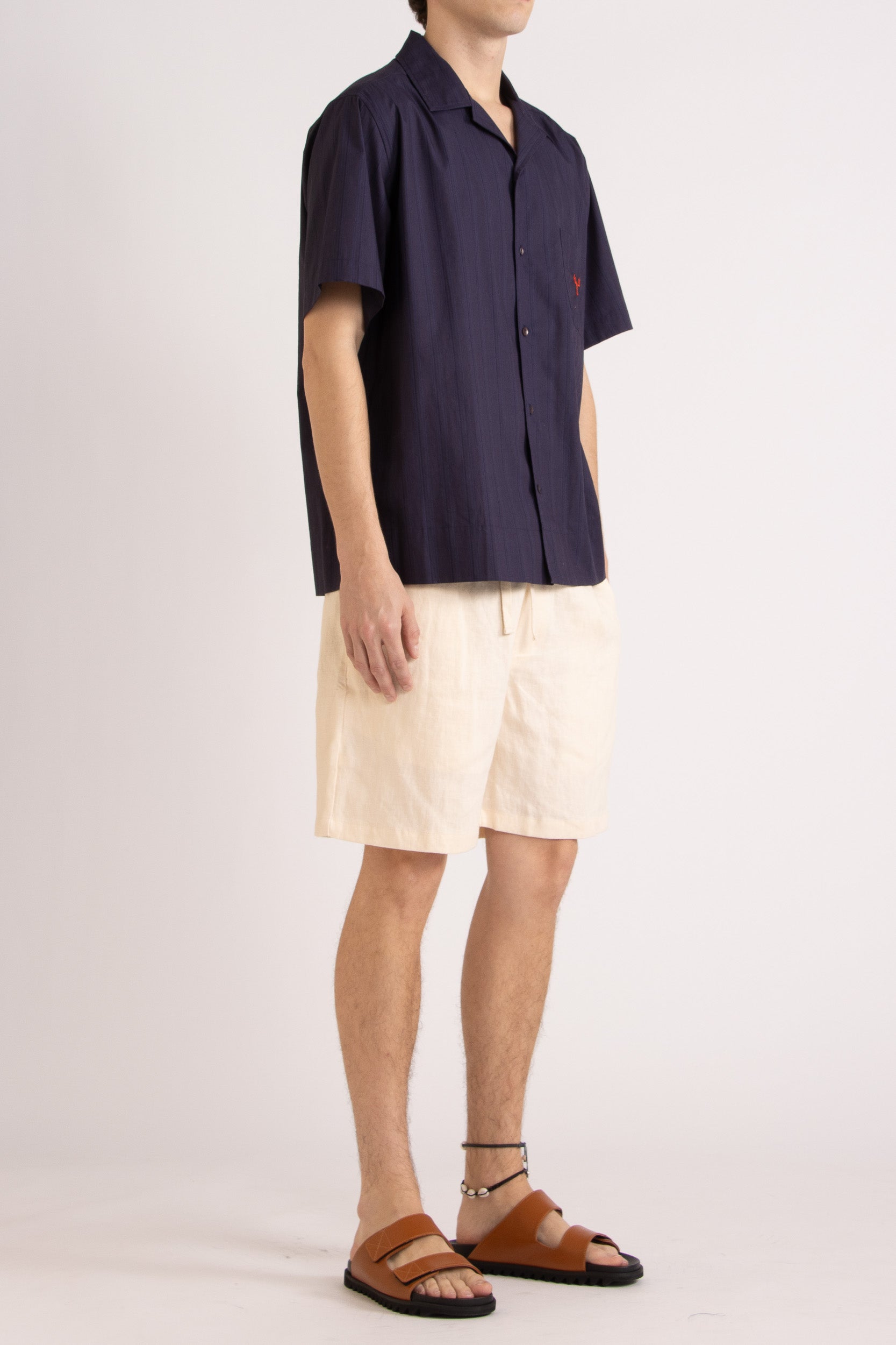 Atticus Cotton Short Sleeve Shirt with Lobster Embroidery