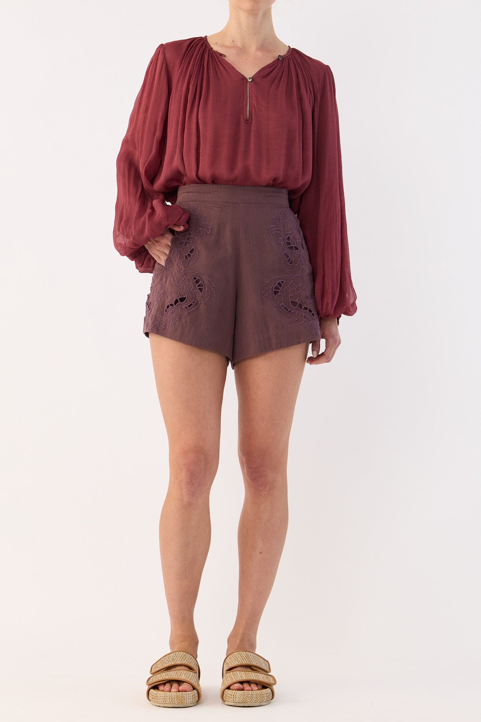 Pascal Embroidered Cutout Short