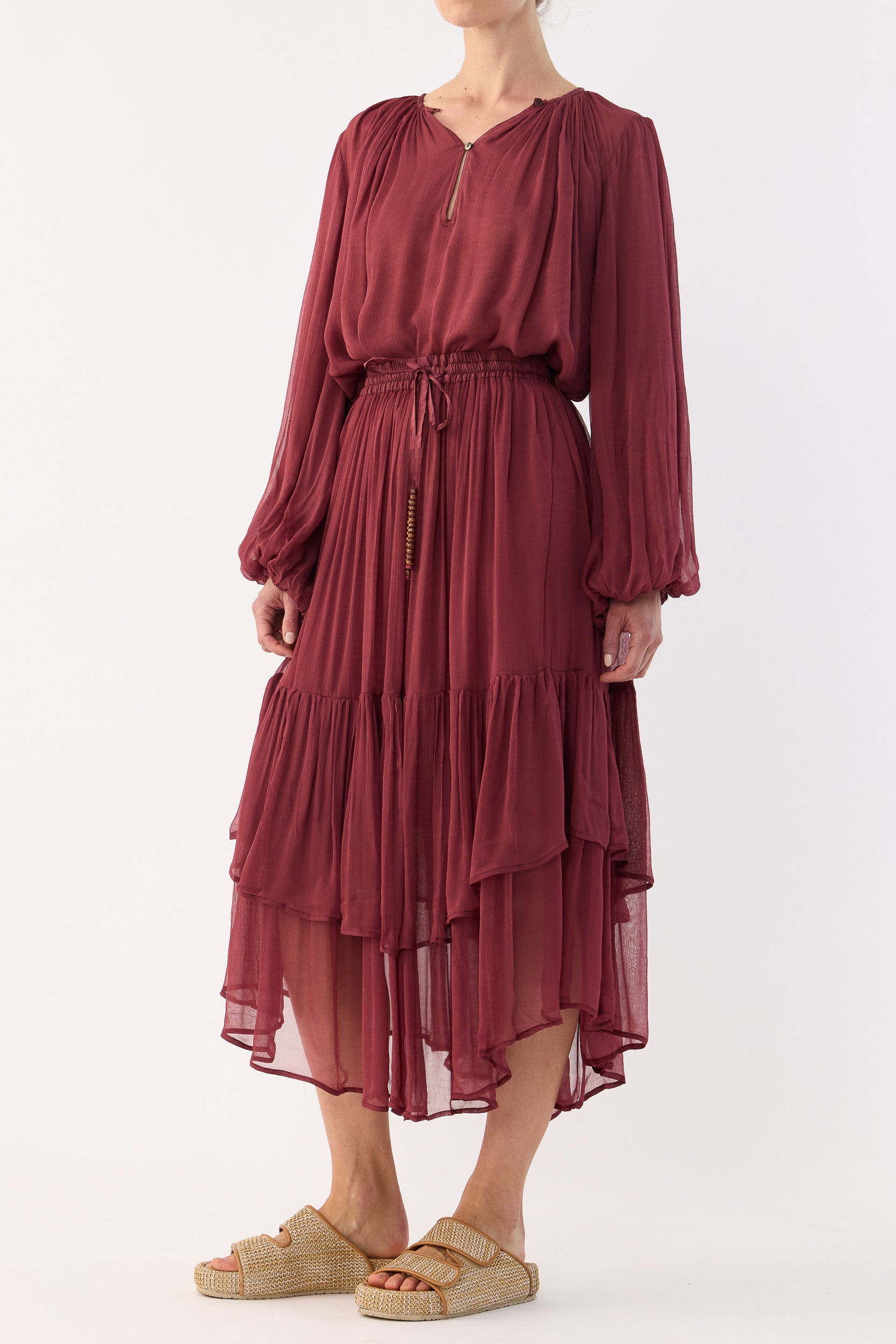 Lucinda Crinkle Chiffon Long Sleeve Top