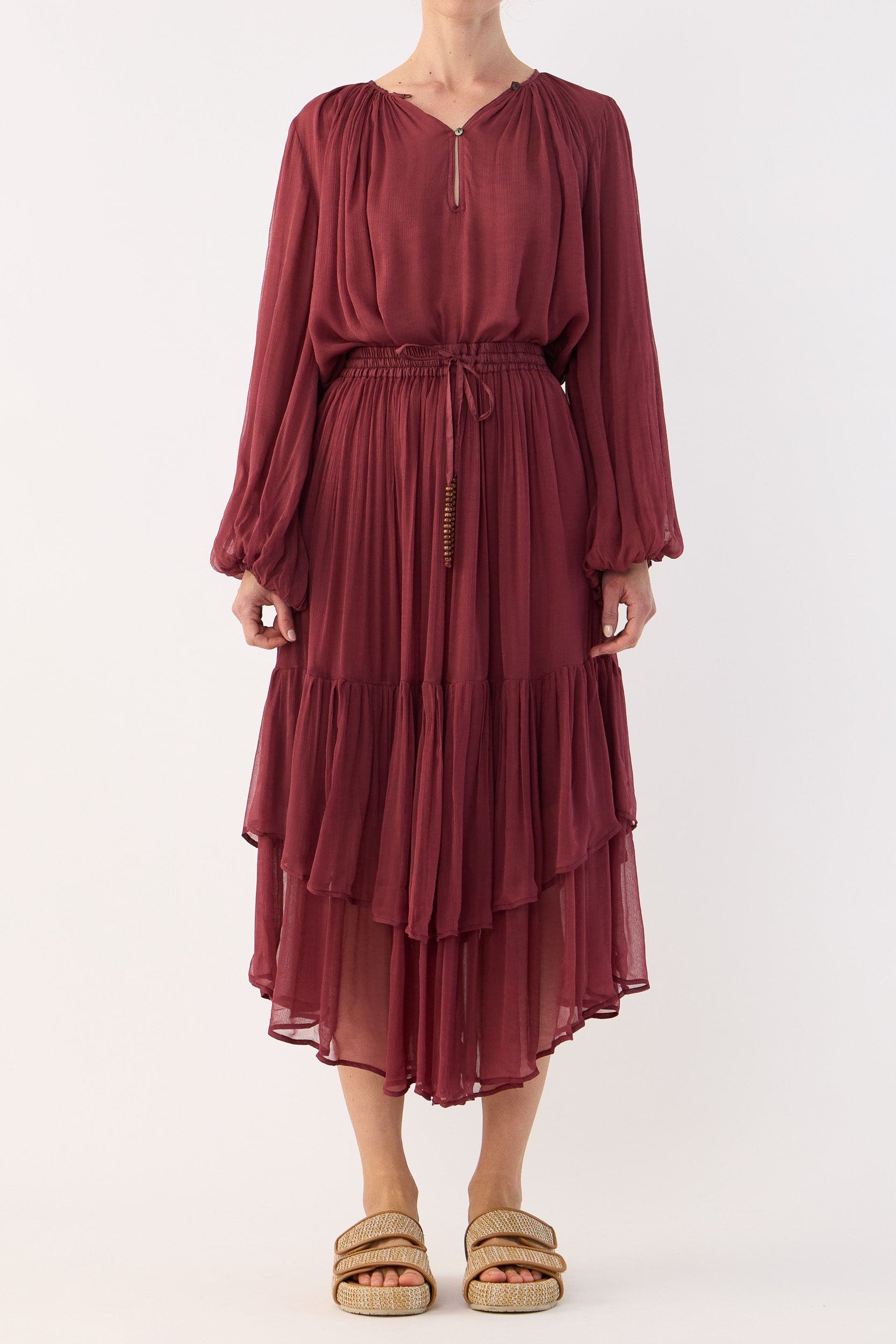 Lucinda Crinkle Chiffon Long Sleeve Top